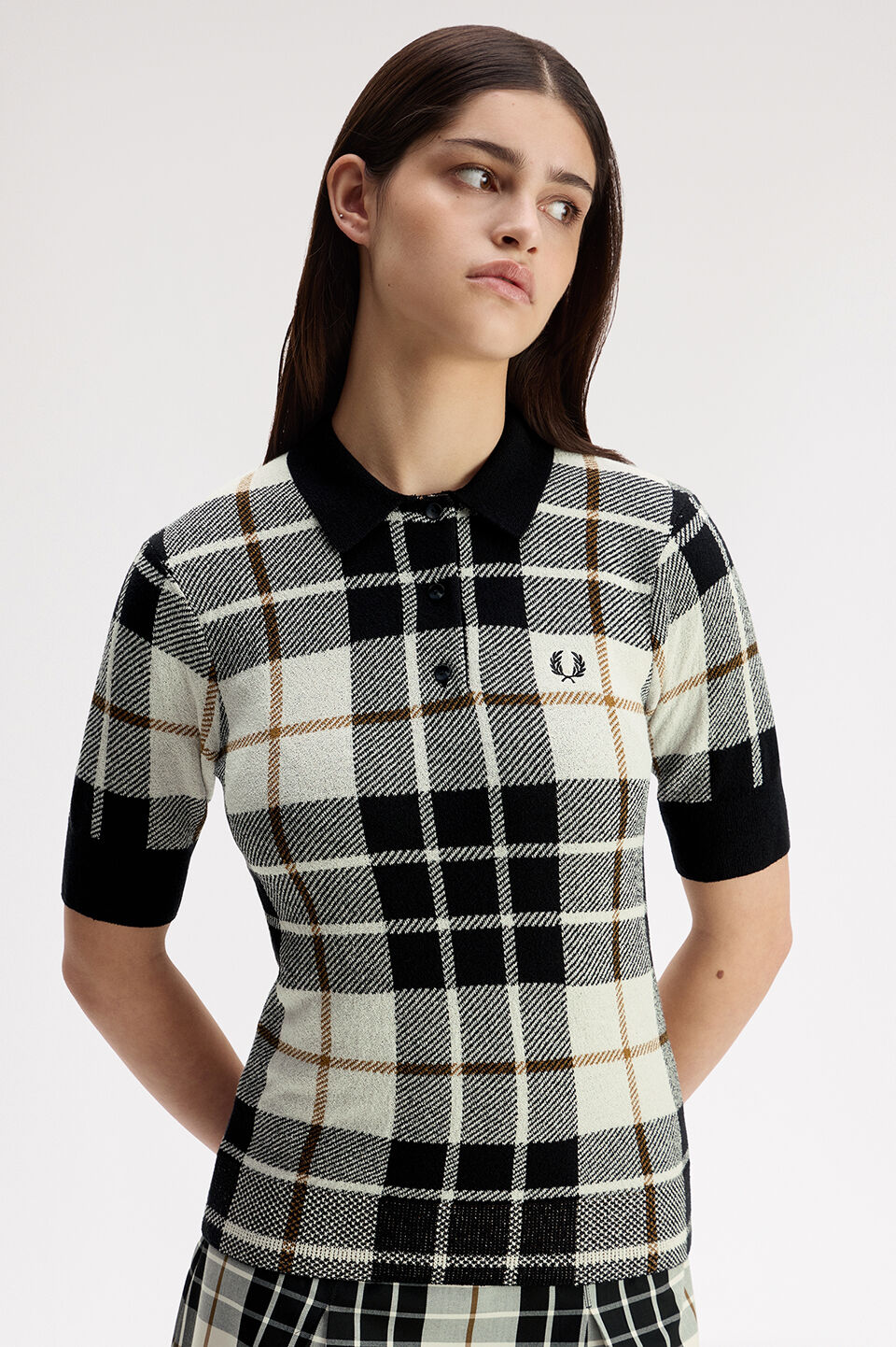 FRED PERRY 「FRED PERRY／Boucle Tartan Knitted Shirt／ブークレタータンチェックニットポロ」|Tシャツ・カットソー|ECRU