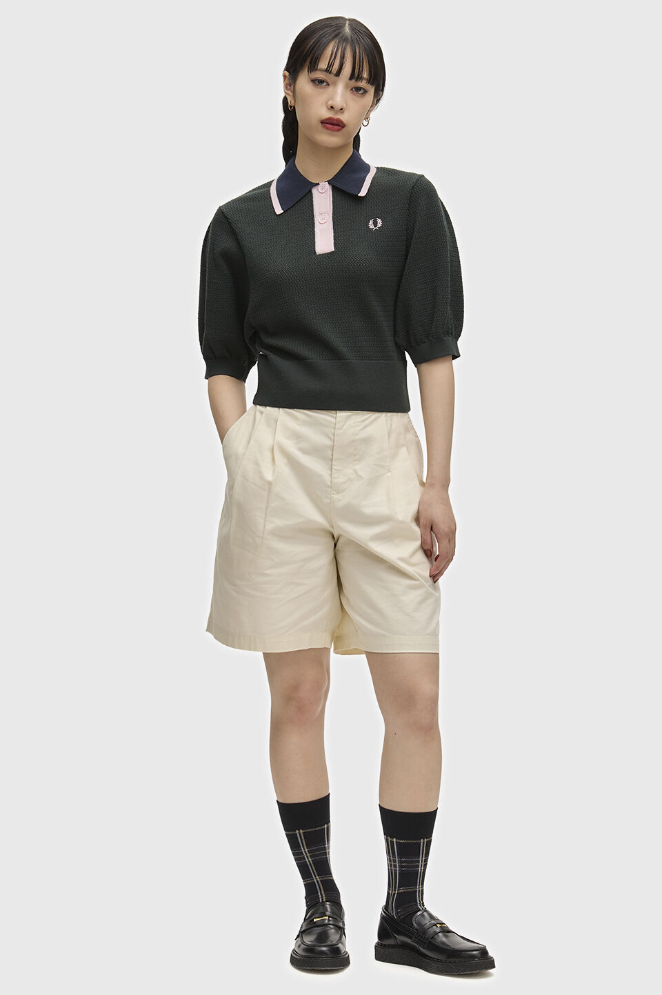 FRED PERRY 「FRED PERRY／Colour Block Pointelle Knitted Shirt／カラーブロックポインテルニットポロシャツ」|ポロシャツ|