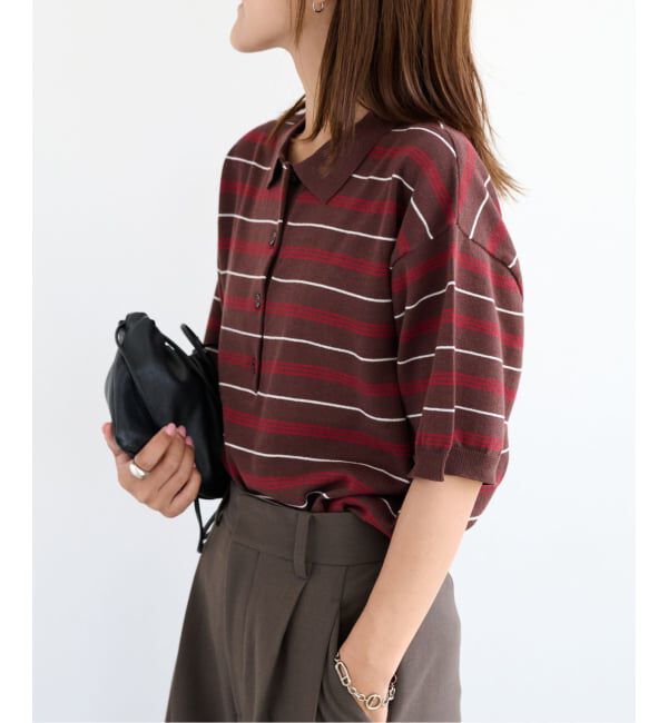 OUTDOOR PRODUCTS Usual Things「ポロカラーマルチボーダーニット」|ポロシャツ|