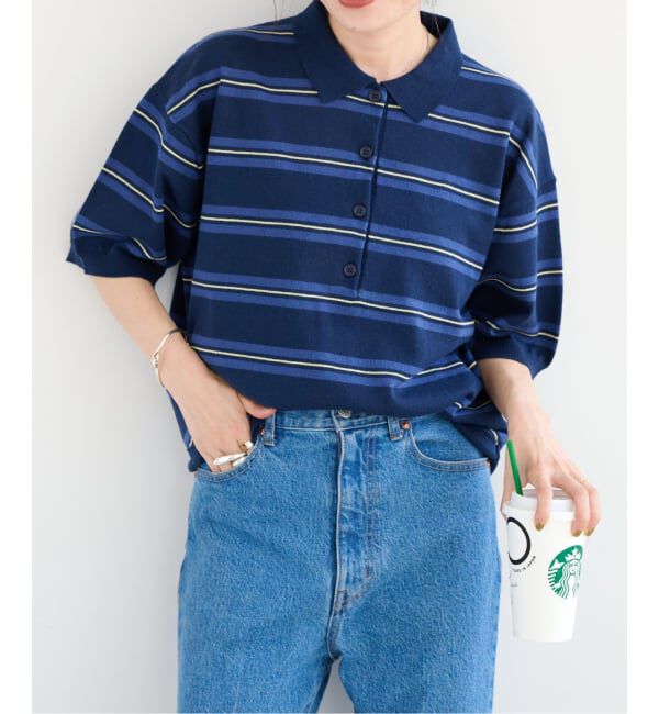 OUTDOOR PRODUCTS Usual Things「ポロカラーマルチボーダーニット」|ポロシャツ|