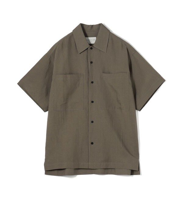 TOMORROWLAND MENS「セルロースリネン ブルゾンカラー半袖シャツ セットアップ対応」|シャツ・ブラウス|45 カーキ