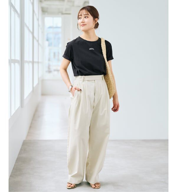 Spick and Span「コットンサテンタックカーブパンツ」|スラックス|