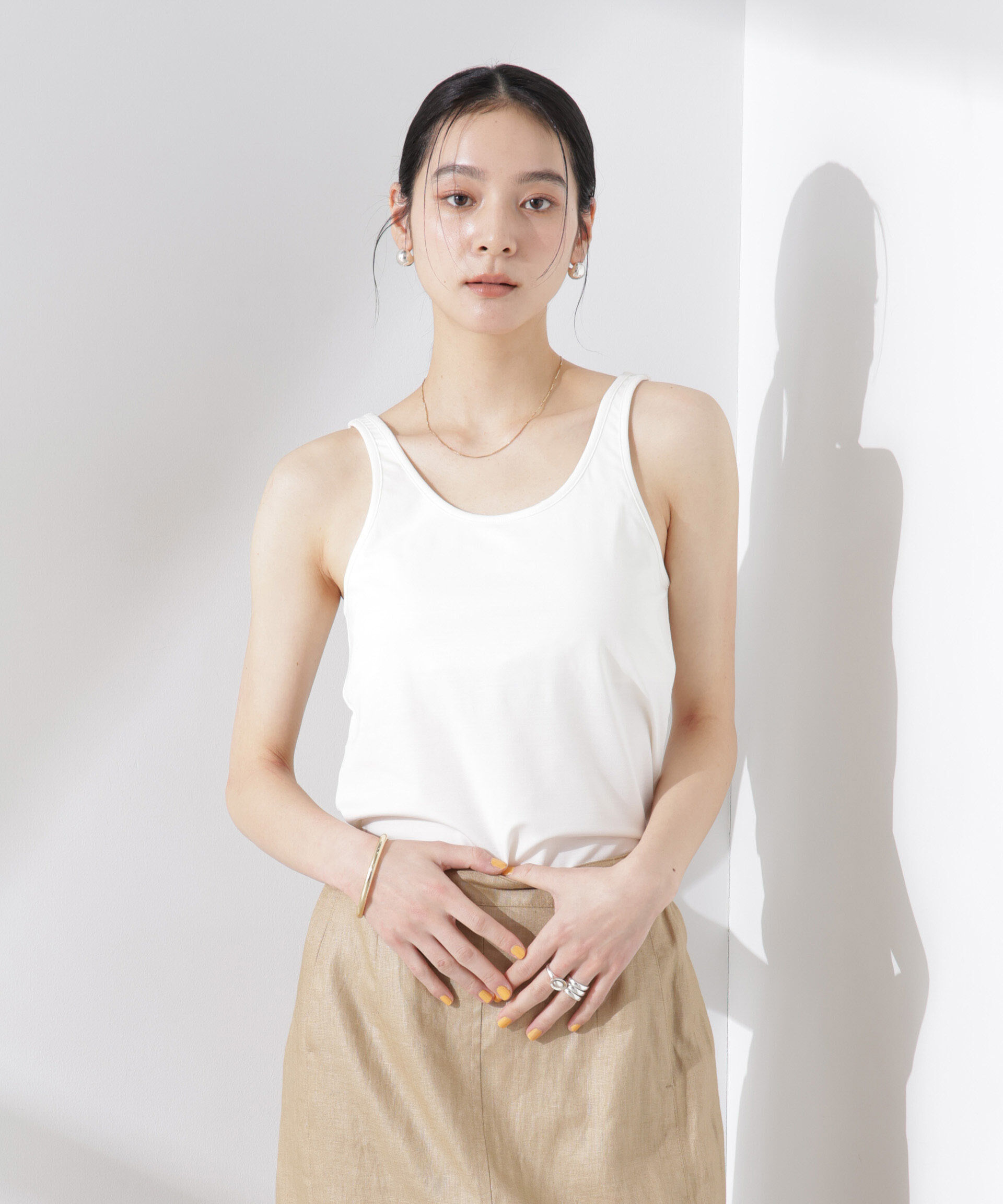 NANO universe「ストレッチポンチカップ付きバックオープンタンクトップ」|Tシャツ・カットソー|