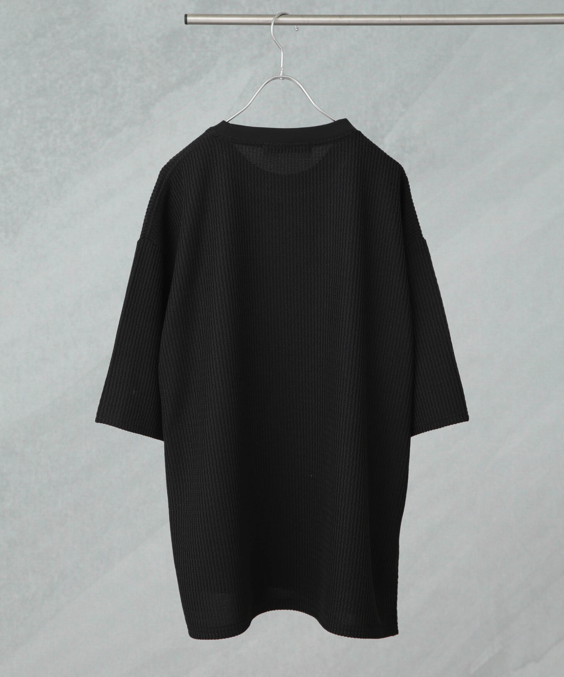 NANO universe「ジャガードニットソーTシャツ 半袖(セットアップ可)」|Tシャツ・カットソー|