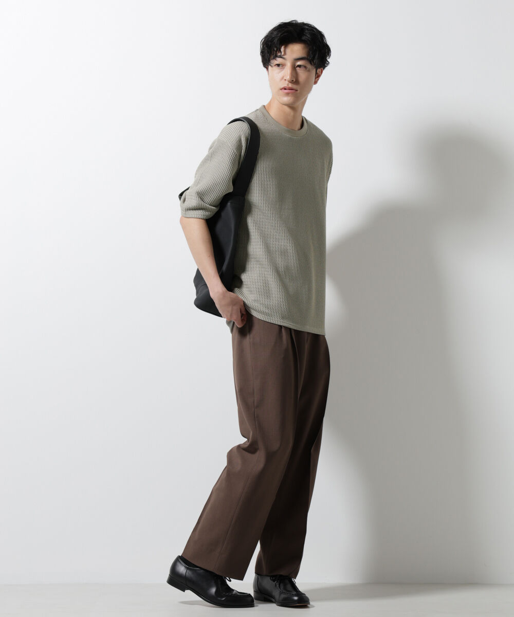NANO universe「ジャガードニットソーTシャツ 半袖(セットアップ可)」|Tシャツ・カットソー|