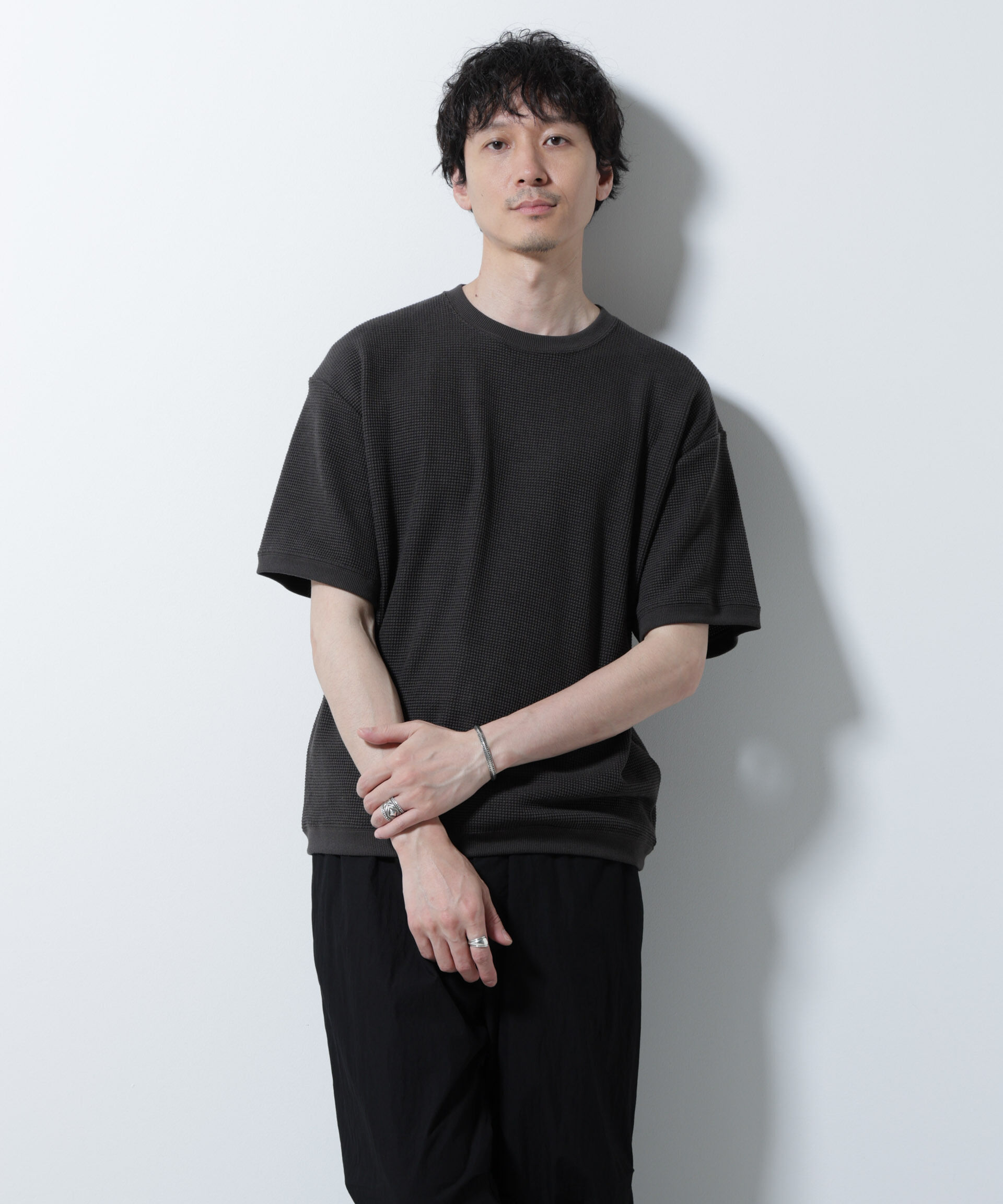 NANO universe「テックワッフルクルーネックTシャツ 半袖」|Tシャツ・カットソー|