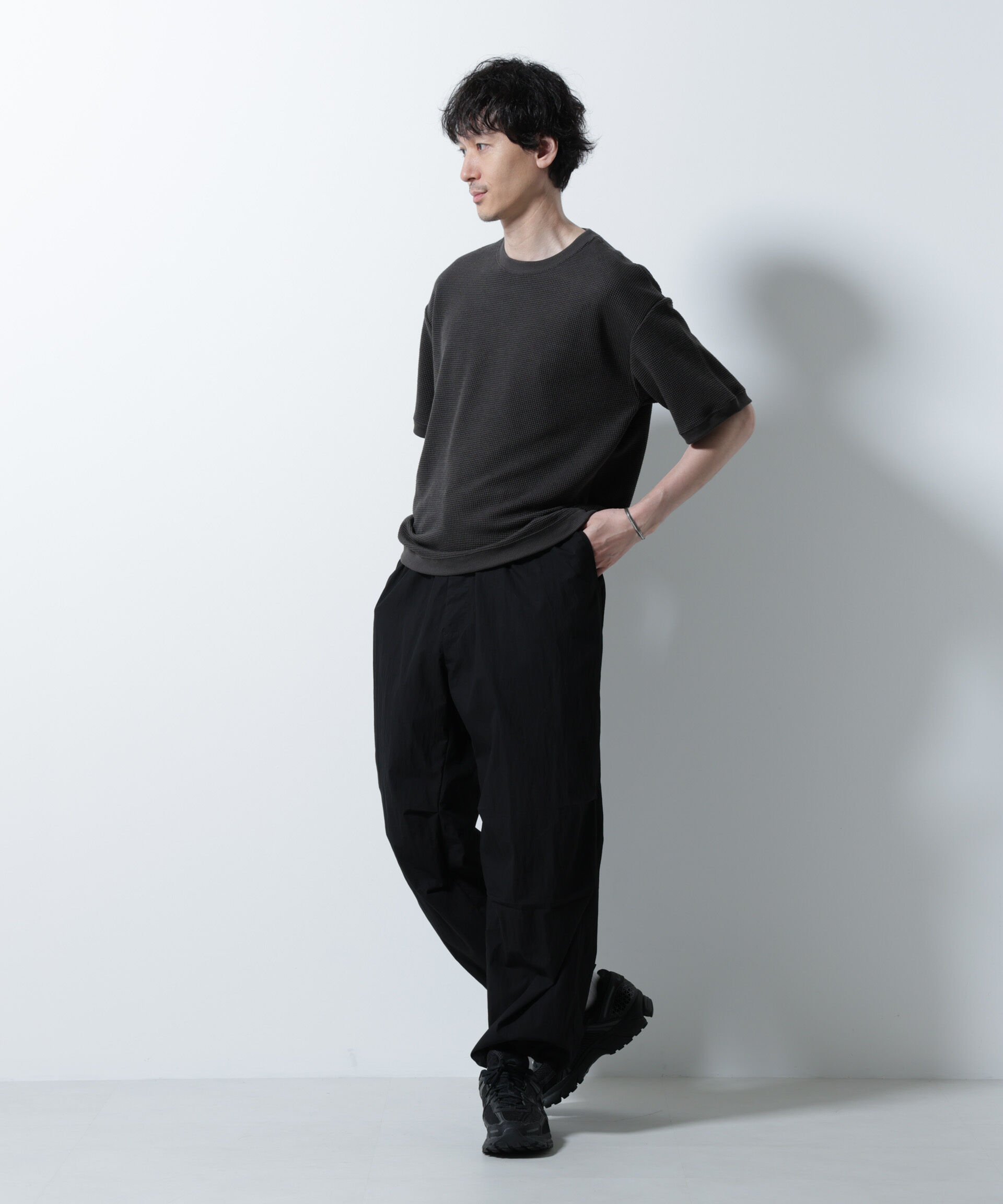 NANO universe「テックワッフルクルーネックTシャツ 半袖」|Tシャツ・カットソー|