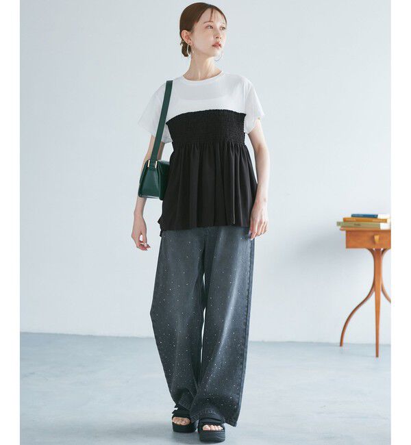 Rope&rsquo;Picnic「シャーリングドッキングハーフスリーブカットソー」|Tシャツ・カットソー|