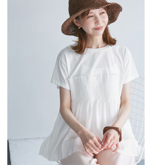 Rope&rsquo;Picnic「シャーリングドッキングハーフスリーブカットソー」|Tシャツ・カットソー|