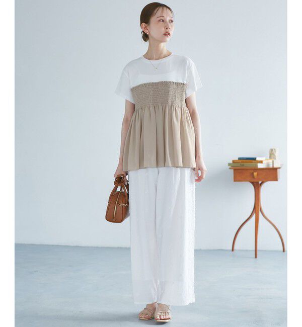 Rope&rsquo;Picnic「シャーリングドッキングハーフスリーブカットソー」|Tシャツ・カットソー|