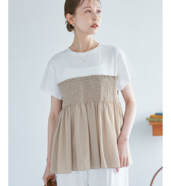 Rope&rsquo;Picnic「シャーリングドッキングハーフスリーブカットソー」|Tシャツ・カットソー|