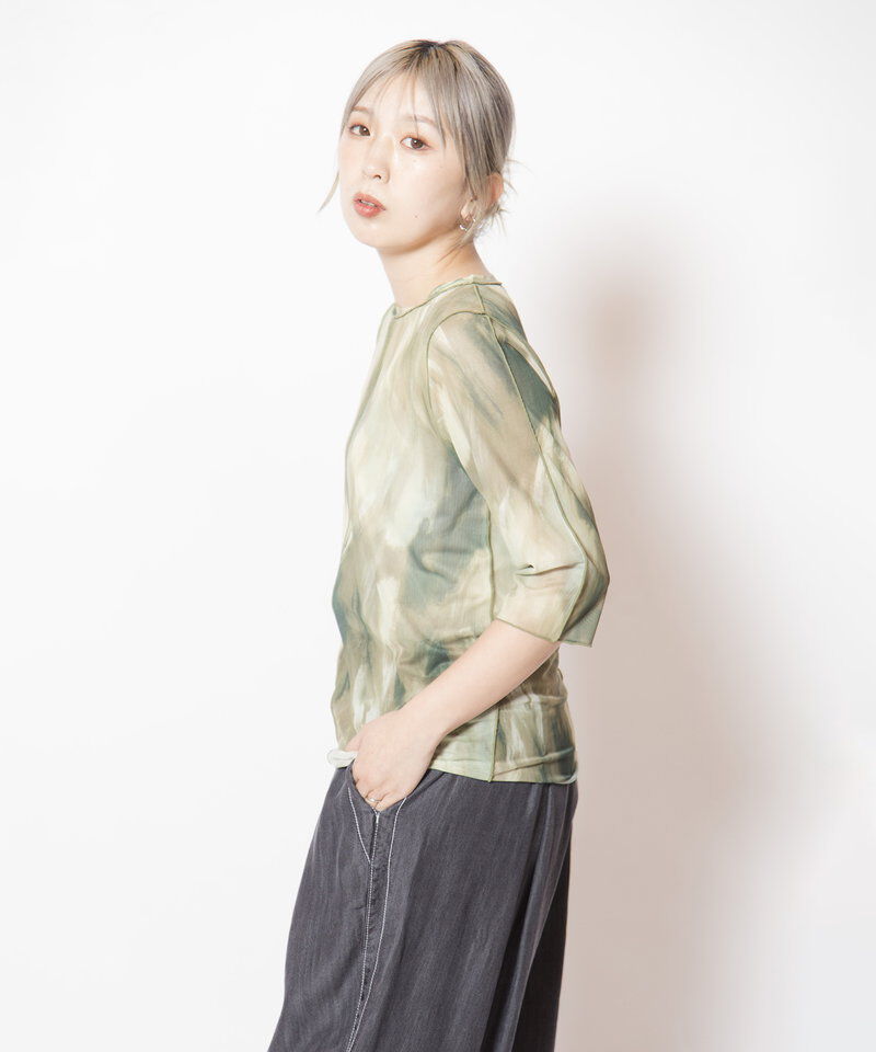  「プリントメロー切替Tシャツ」|Tシャツ・カットソー|