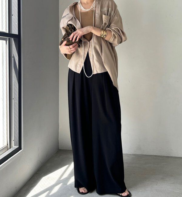  「【累計販売数3万枚突破/22色4サイズ展開！】タックワイドパンツ」|チノ|