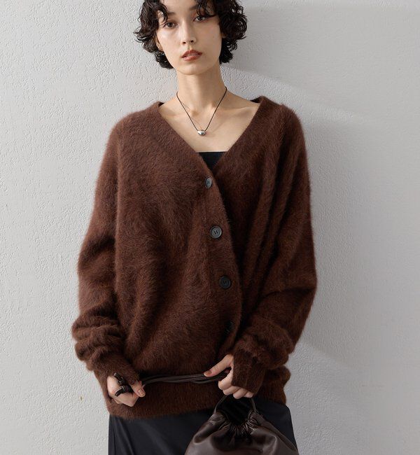  「ファーカシミヤ3WAYカーディガン」|ニット・セーター|ブラウン