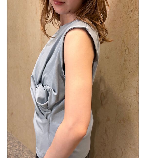 Rouge vif「【接触冷感】【UVカット】【一部店舗限定】ドレープギャザーノースリーブカットソー」|Tシャツ・カットソー|