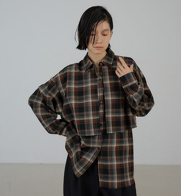 NOMINE「チェック/オックス ロングヨーク オーバーサイズ シャツ｜ユニセックス セットア」|シャツ・ブラウス|