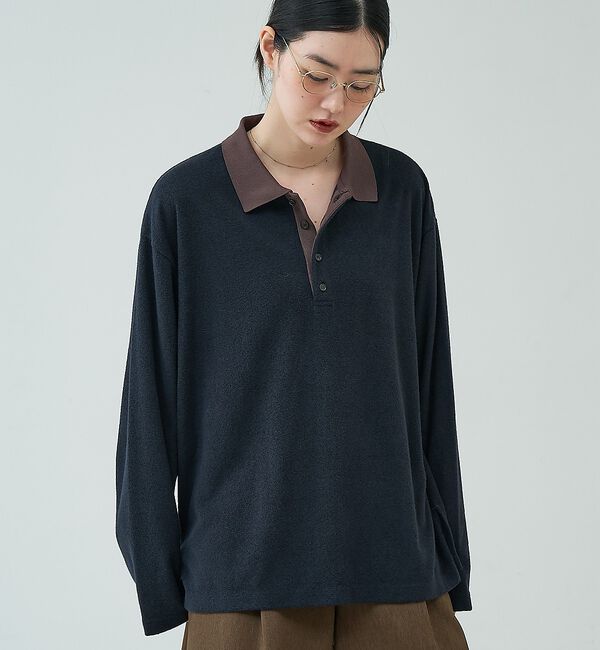 NOMINE「パイル カットソー ポロ｜配色 ロングスリーブ【予約】」|Tシャツ・カットソー|ダークネイビー