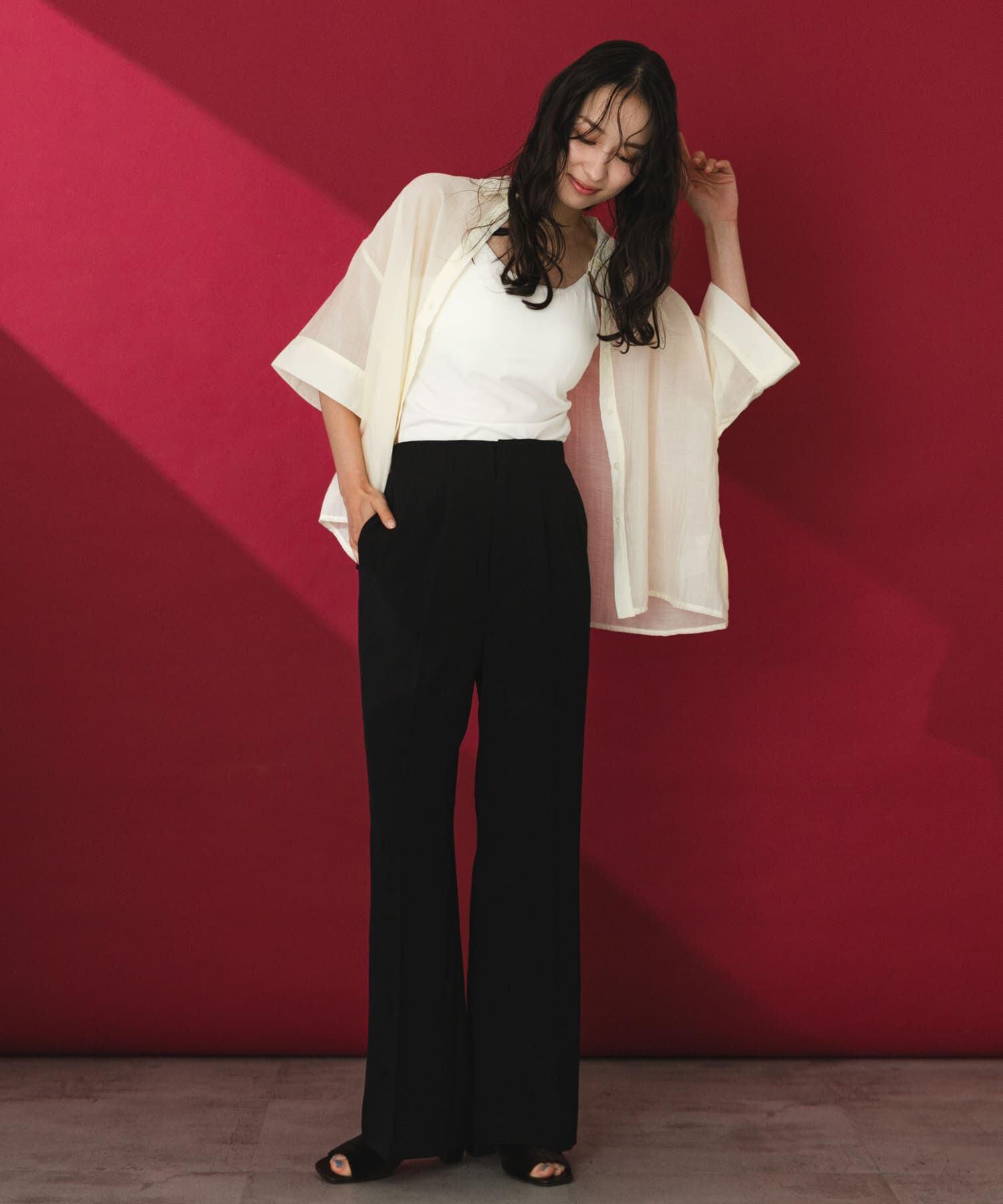 SENSE OF PLACE by URBAN RESEARCH「『一部WEB限定』『UR TECH DRYLUXE』リネンライクワイドパンツ」|その他|