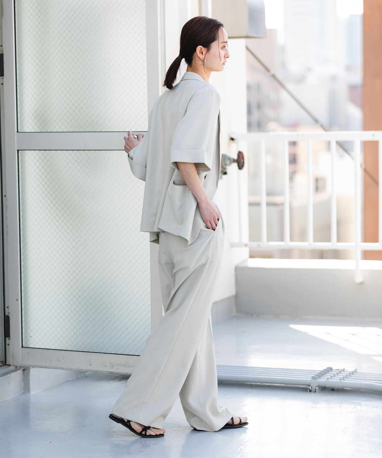 SENSE OF PLACE by URBAN RESEARCH「『一部WEB限定』『UR TECH DRYLUXE』リネンライクワイドパンツ」|その他|
