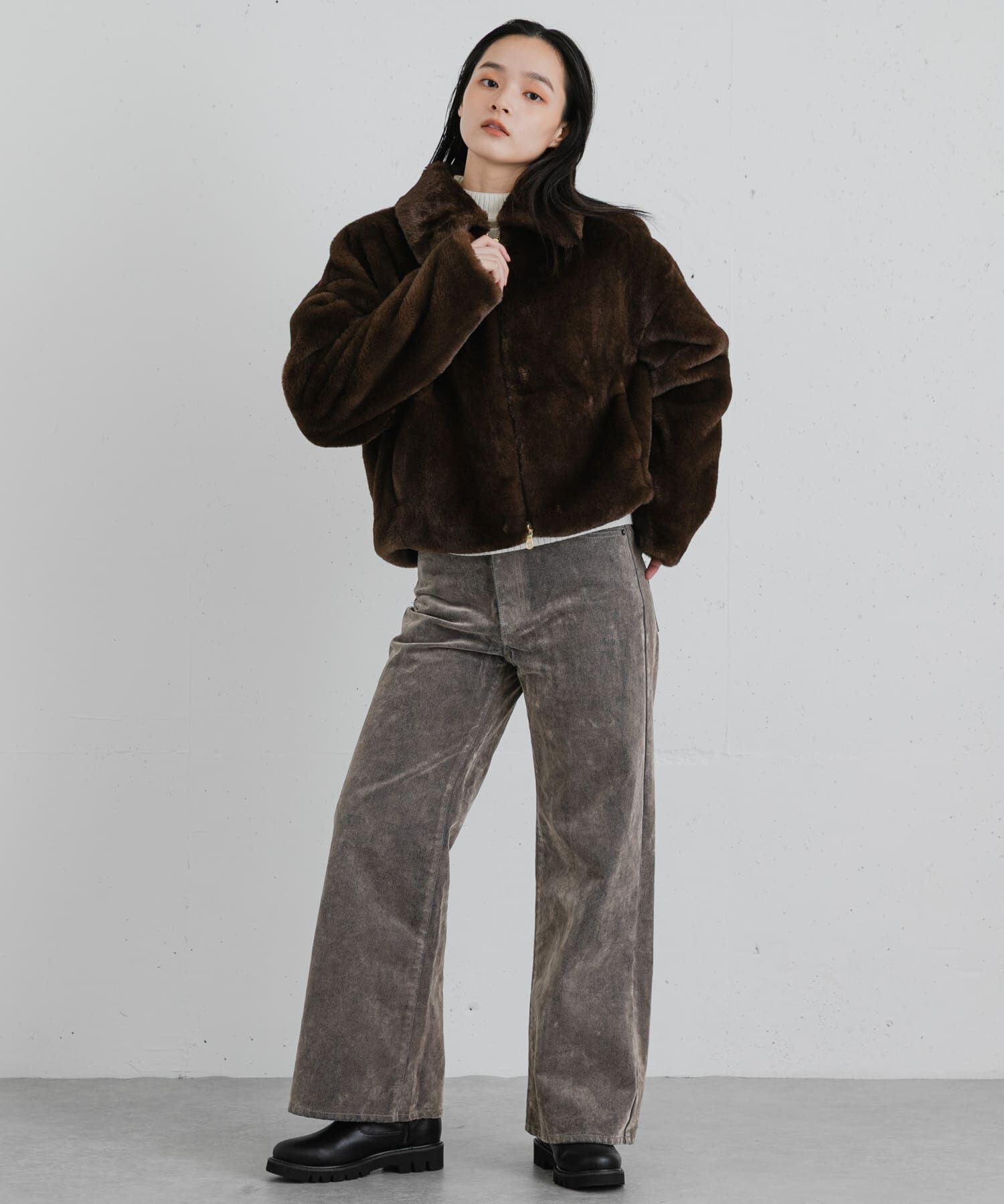 SENSE OF PLACE by URBAN RESEARCH「TISSAVEL フェイクファーショートコート」|ブルゾン・スタジャン|