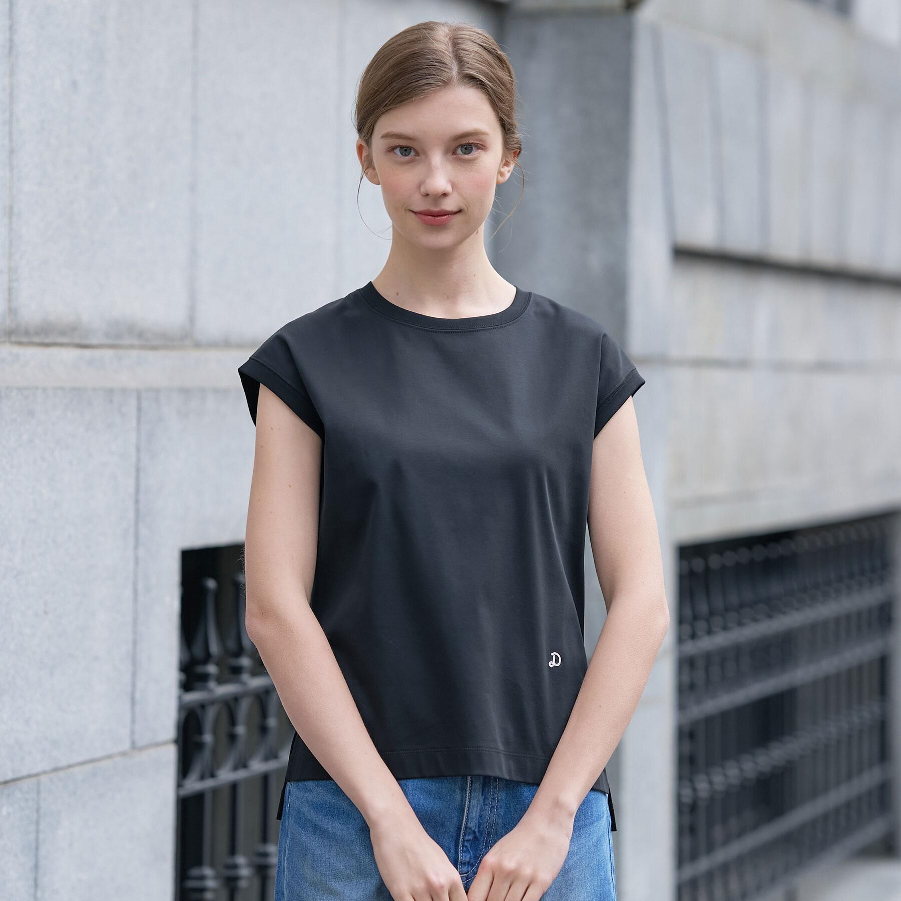 DRESSTERIOR「【接触冷感／抗菌防臭／消臭】アイスクリアコットンフレンチスリーブT」|Tシャツ・カットソー|