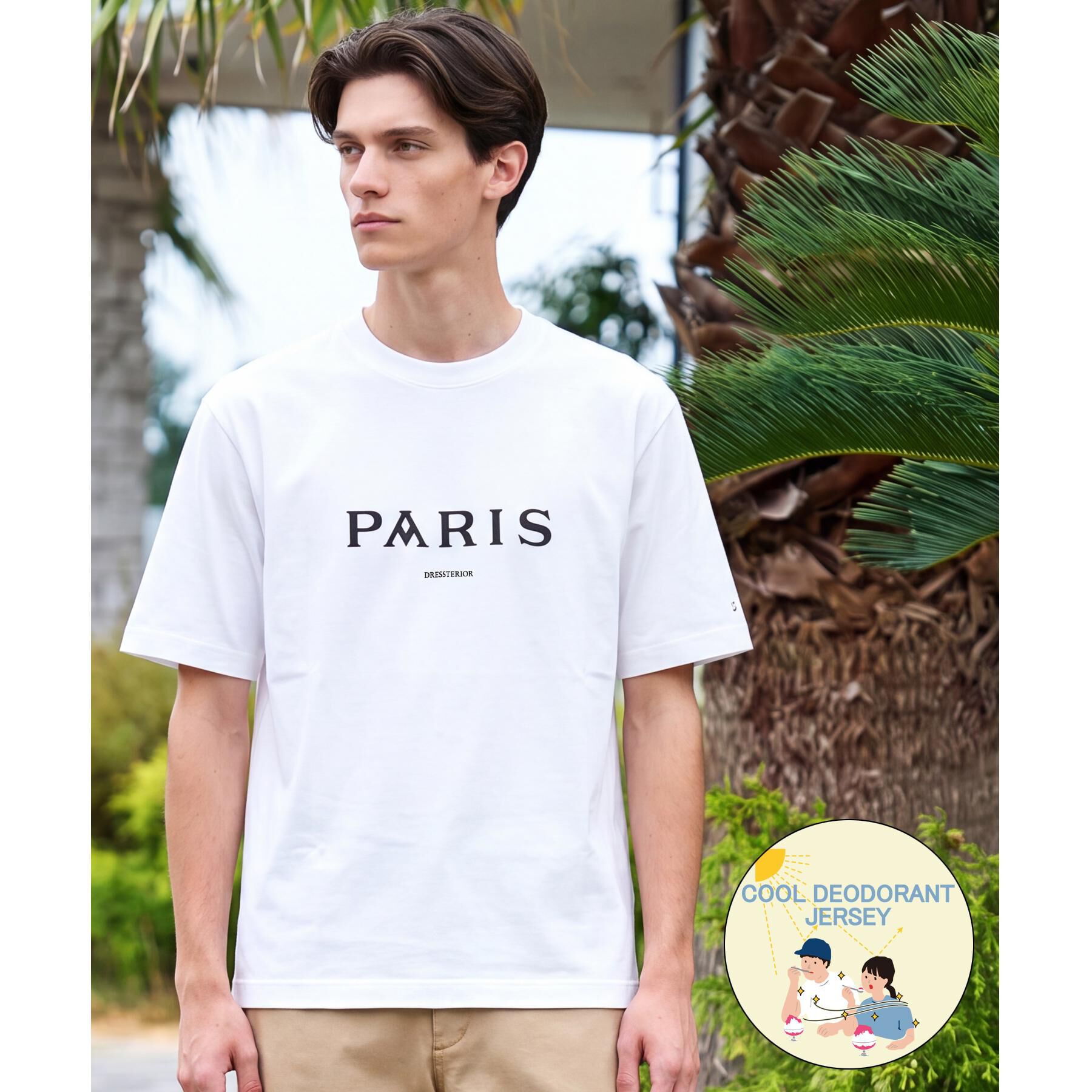 DRESSTERIOR「【接触冷感／UVカット／抗菌防臭／しわ防止】クールデオドラント ロゴTシャツ」|Tシャツ・カットソー|ホワイト(001)