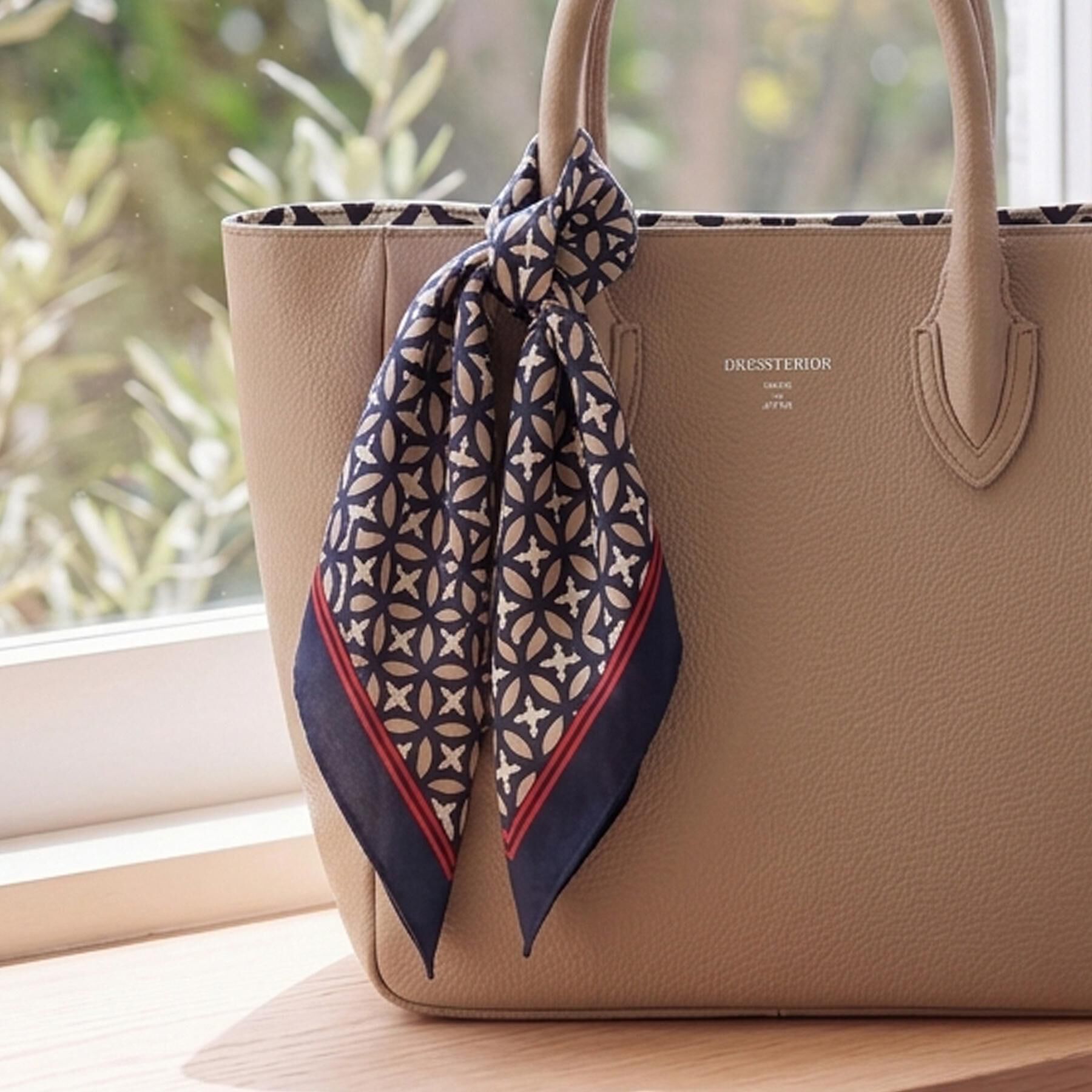 DRESSTERIOR「オーバーラップサークル シルクスカーフ・ポケットチーフ」|ハンカチ|ベージュ(152)