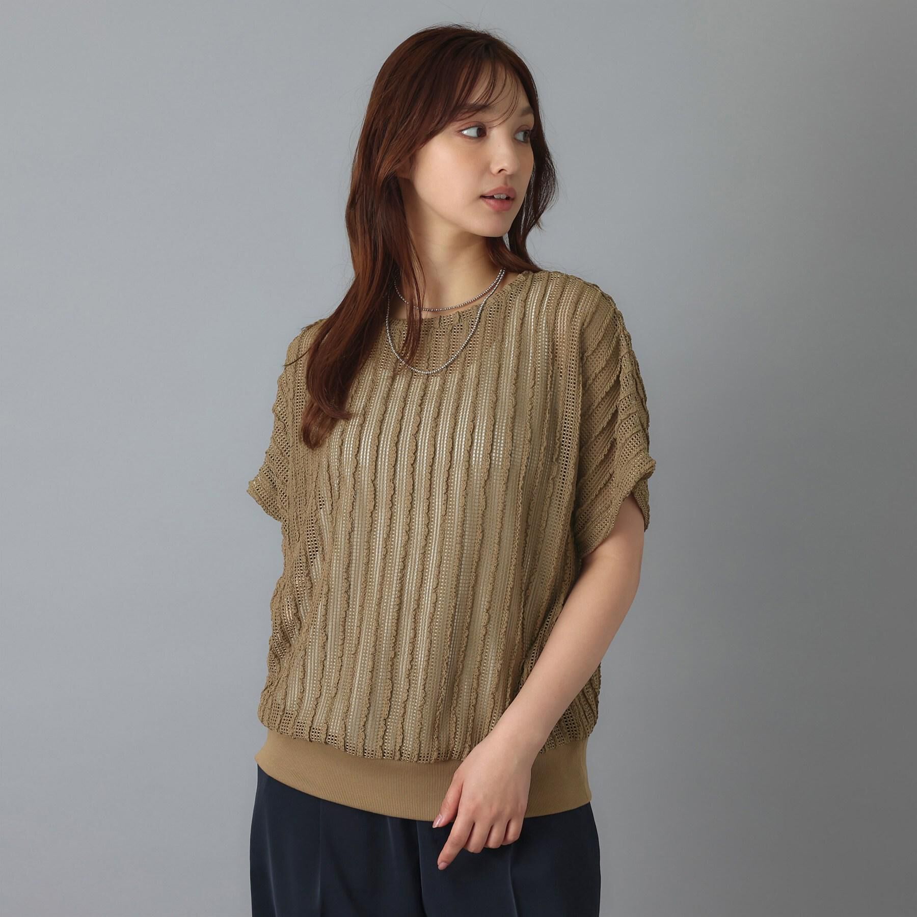 DRESSTERIOR「【体型カバー/日除け】ドルマンスリーブ シアーメッシュプルオーバー」|Tシャツ・カットソー|