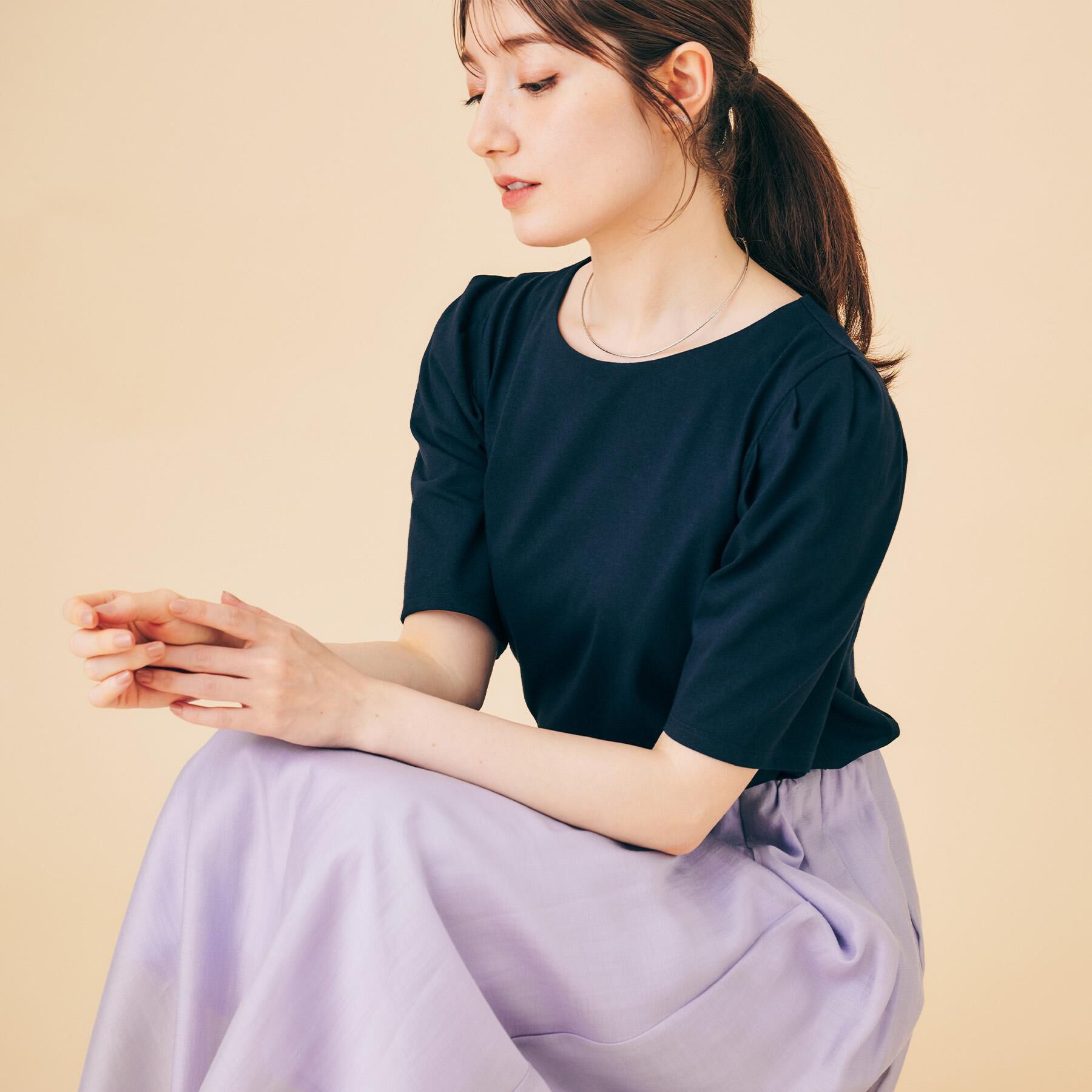 index「《7色展開／XS-LLサイズ》多機能タックスリーブトップス【汗ジミ防止／吸水速乾／接触冷感／UVケア」|Tシャツ・カットソー|
