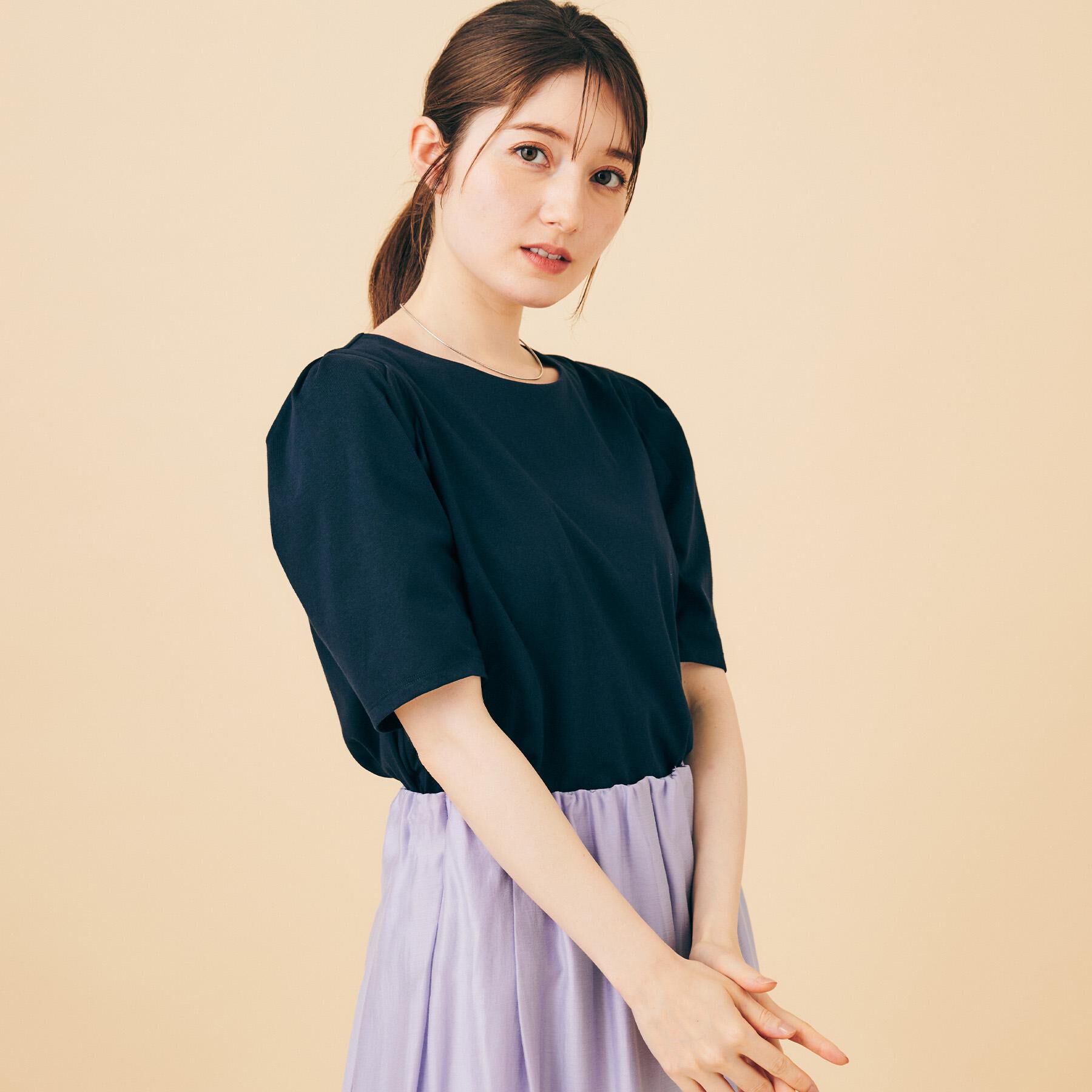index「《7色展開／XS-LLサイズ》多機能タックスリーブトップス【汗ジミ防止／吸水速乾／接触冷感／UVケア」|Tシャツ・カットソー|