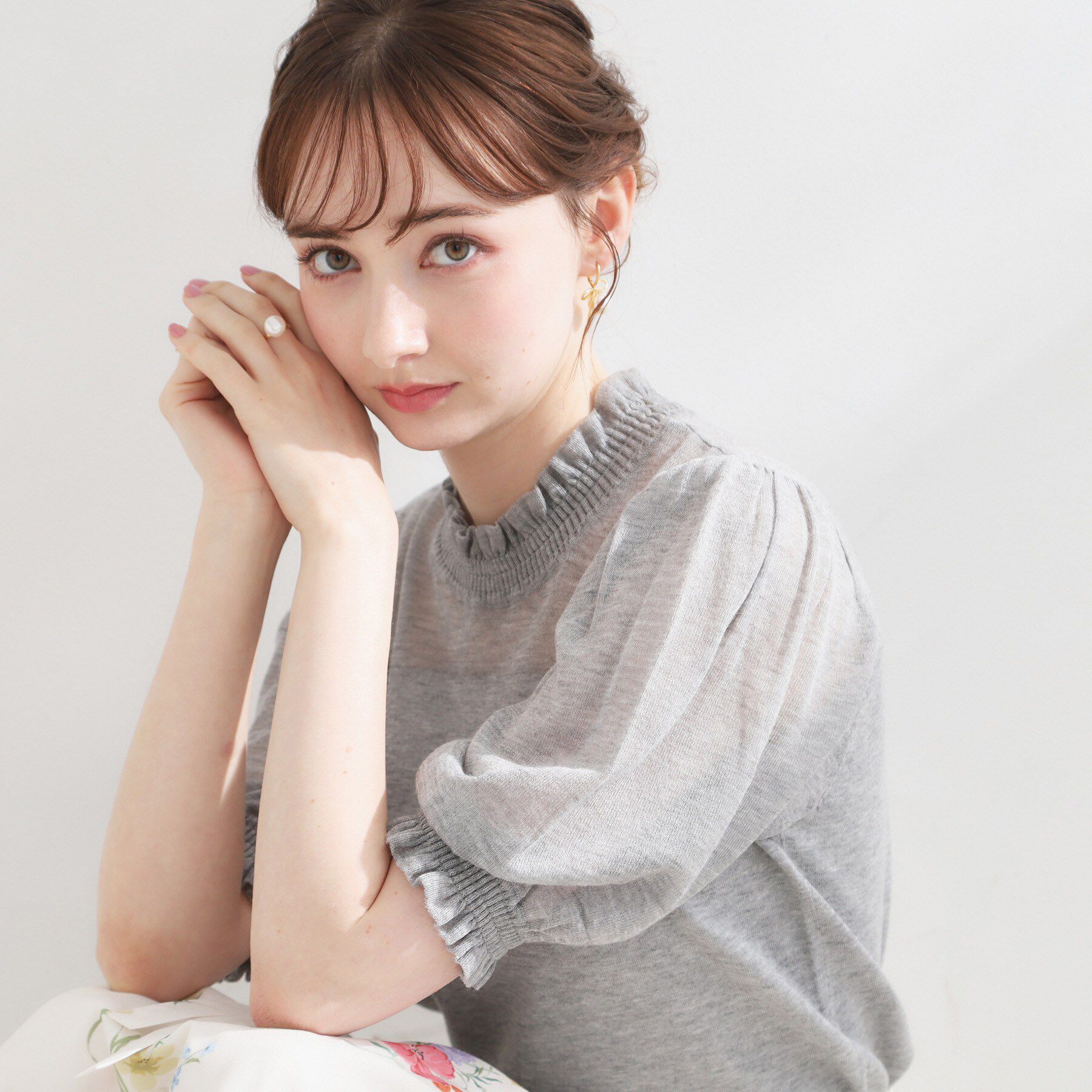 Couture broach「【洗える】LEVITAシャーリング サマーニット」|ニット・セーター|