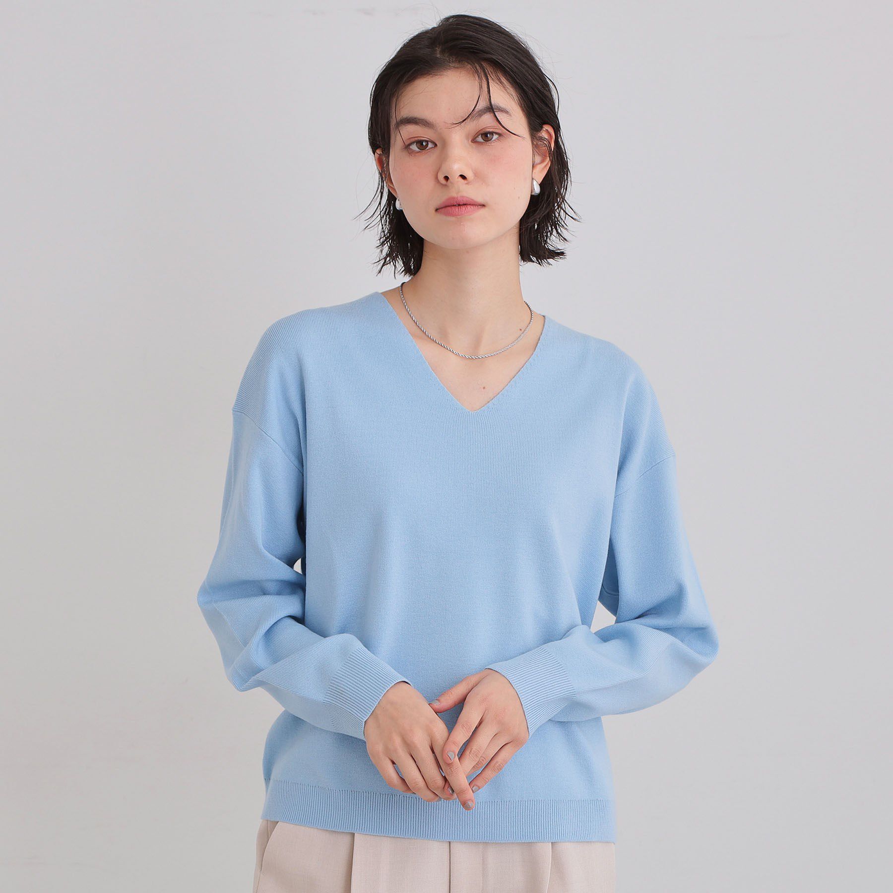 THE SHOP TK「【S-XLサイズ/上品見えが叶う】Vネックニット/洗濯機OK」|ニット・セーター|