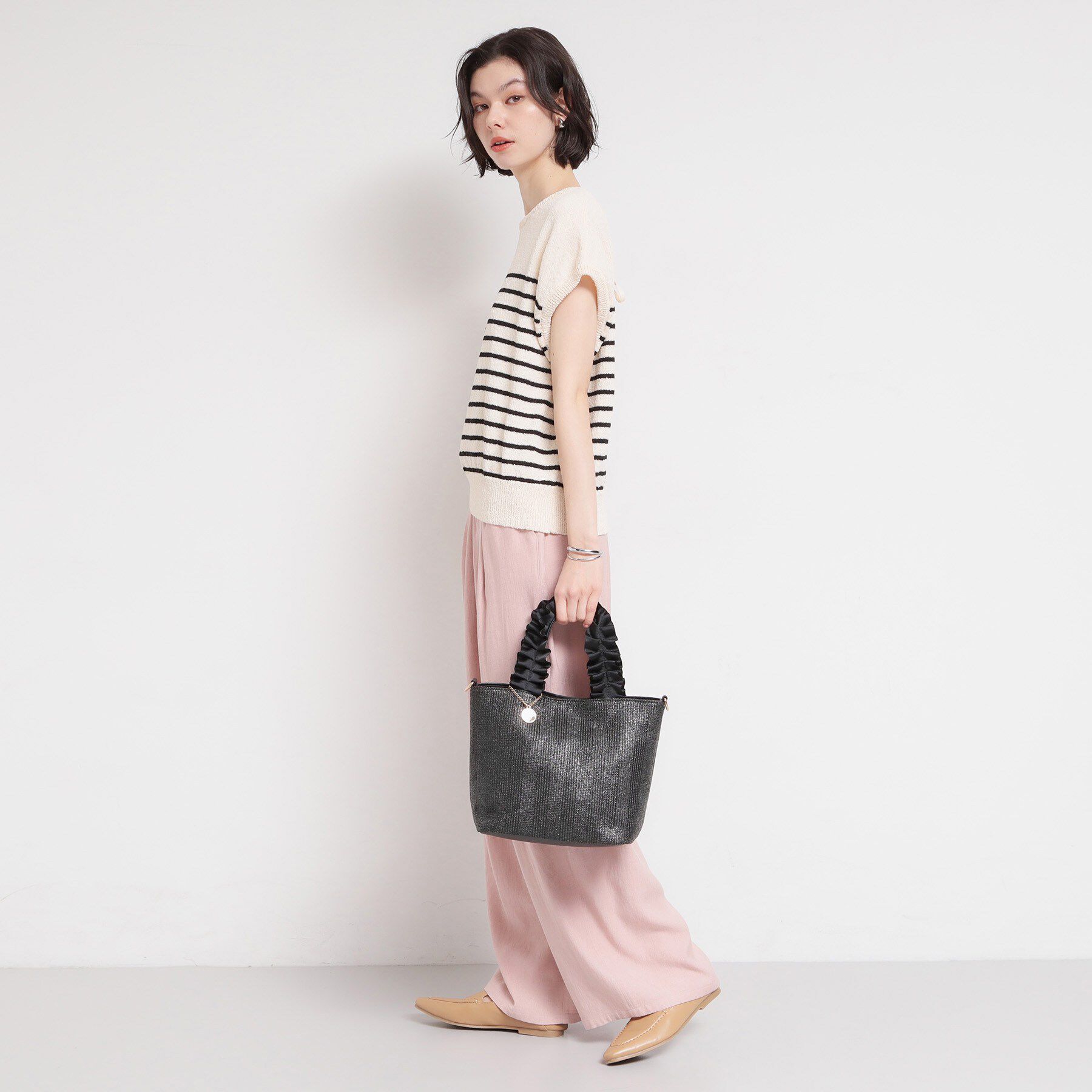 THE SHOP TK「雑材フリルハンドルトートバッグ」|トートバッグ|