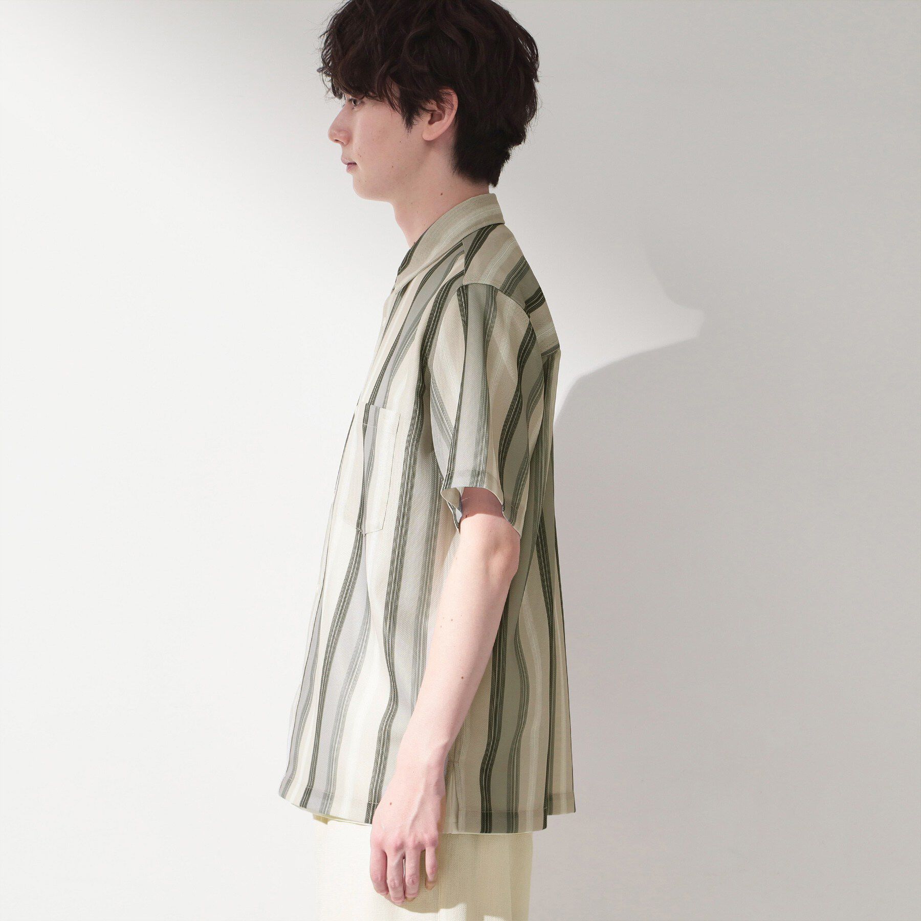 THE SHOP TK「メッシュ ストライプ半袖シャツ 洗濯機OK／通気性◎」|シャツ・ブラウス|