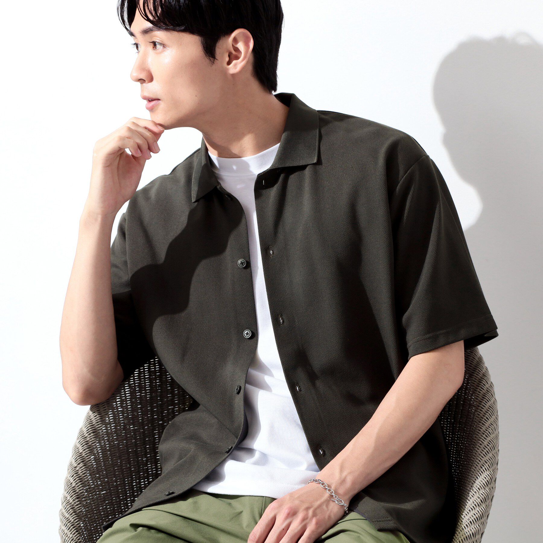 THE SHOP TK「【半袖シャツ＋インナー セットアイテム】カノコ半袖シャツ＆半袖Tシャツ」|カーディガン|チャコールグレー(0