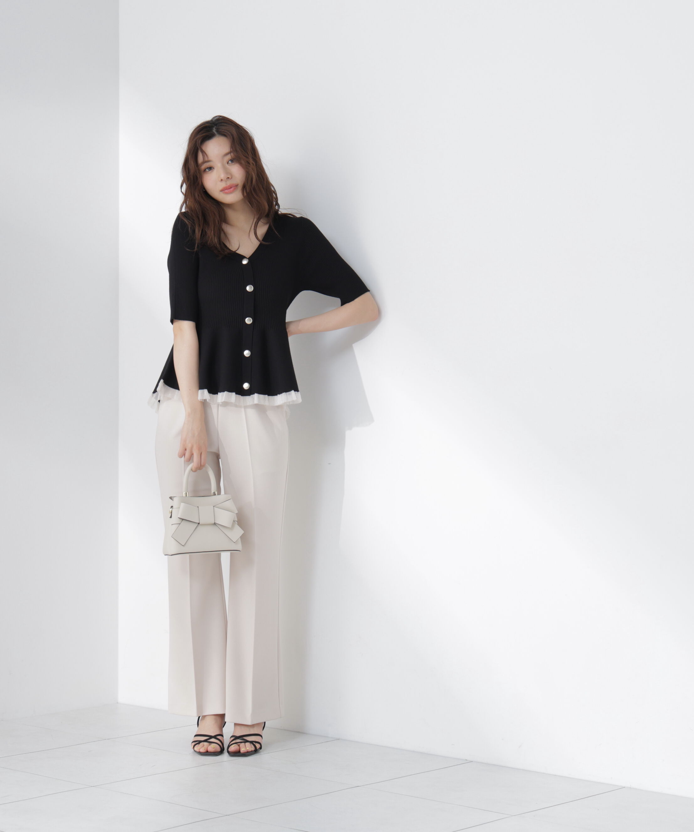 PROPORTION BODY DRESSING「部分シアーペプラムニット　26SS」|ニット・セーター|