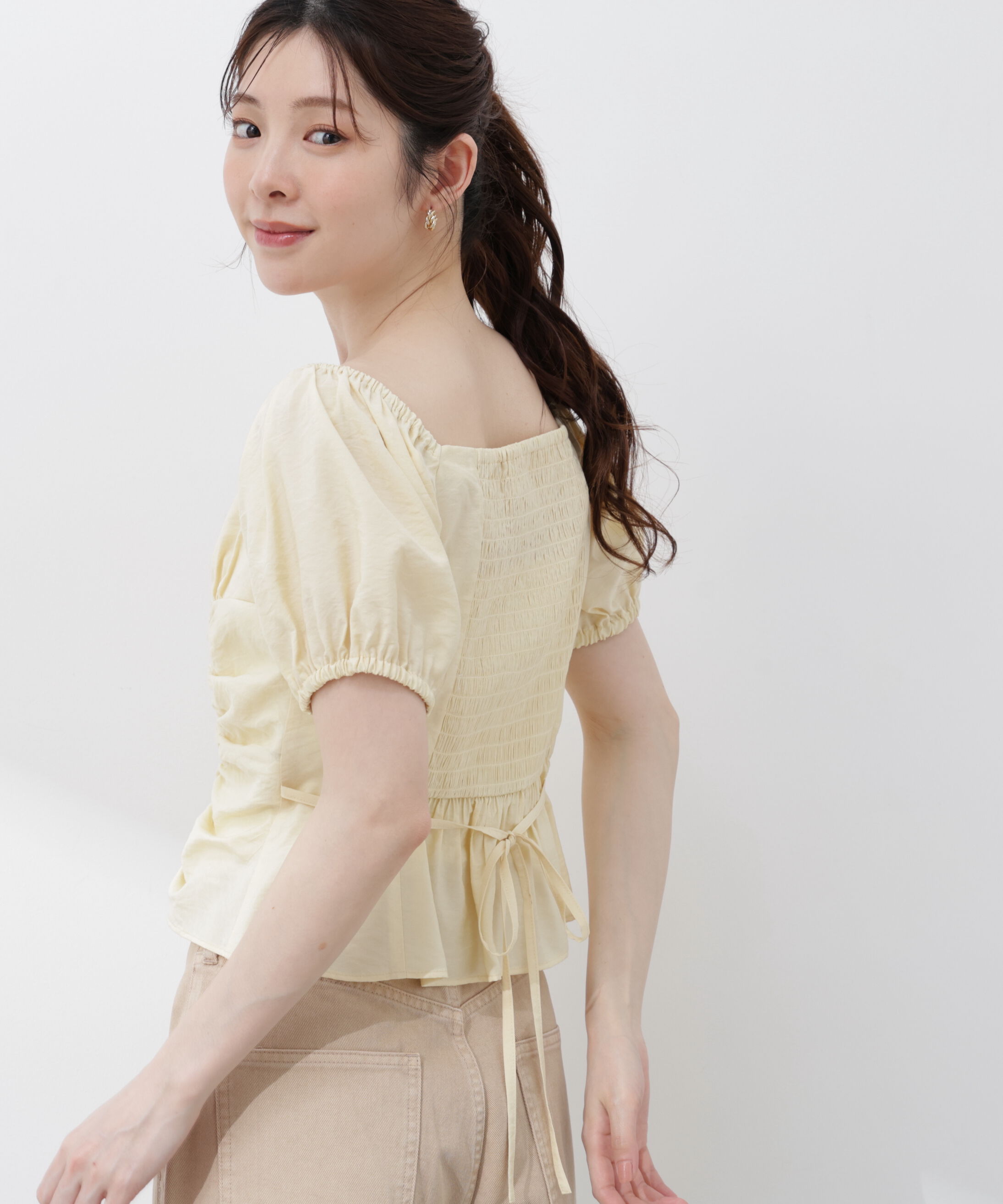 PROPORTION BODY DRESSING「〈a/mie〉パフスリーブドロストブラウス 26SS」|シャツ・ブラウス|