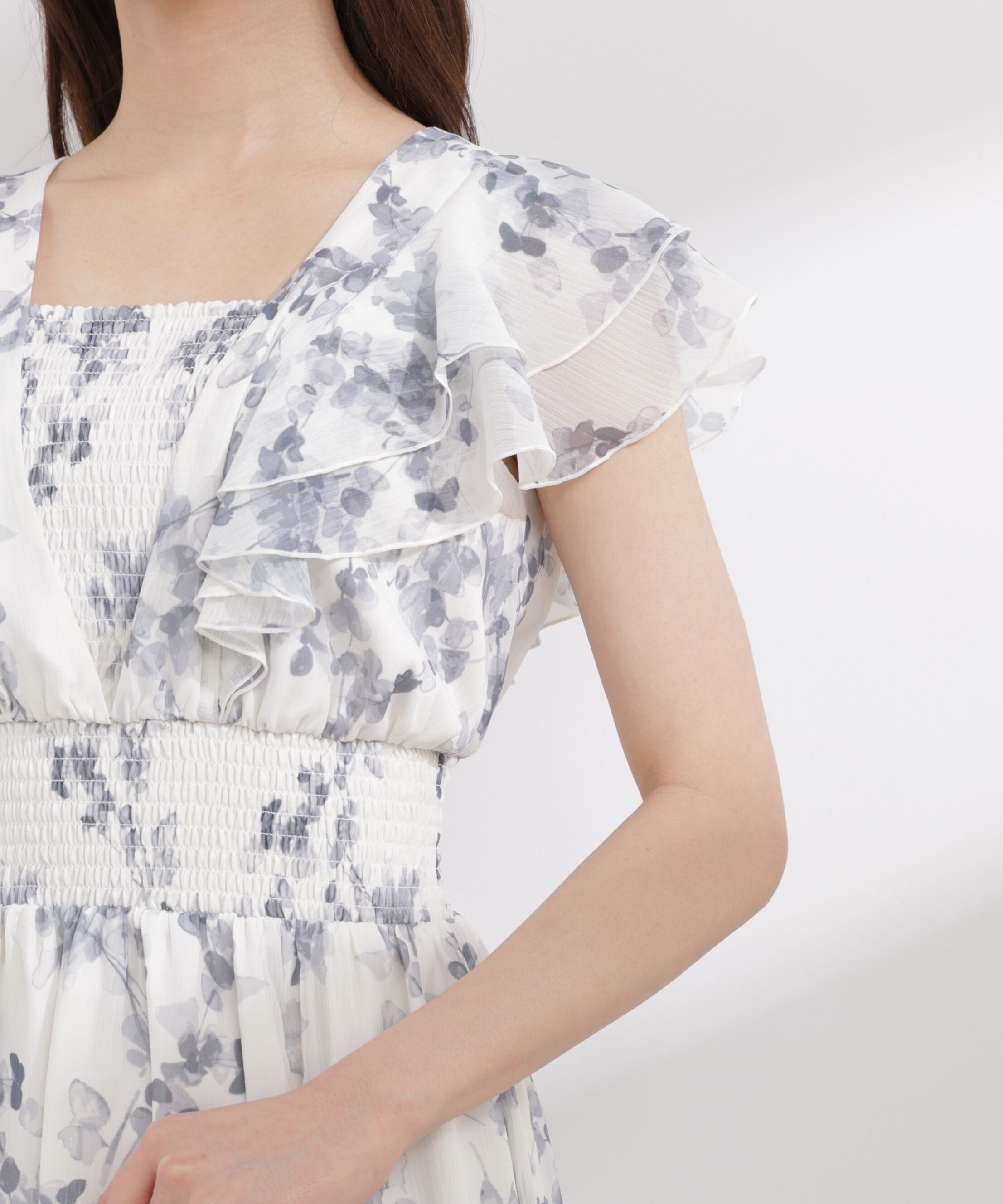 PROPORTION BODY DRESSING「ラッフル袖花柄ワンピース 26SS」|ワンピース|