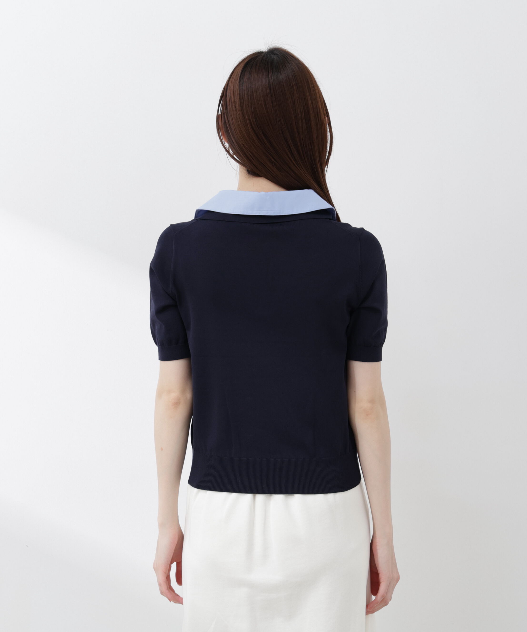 PROPORTION BODY DRESSING「〈a/mie〉レイヤード風ポロニット 26SS」|カーディガン|