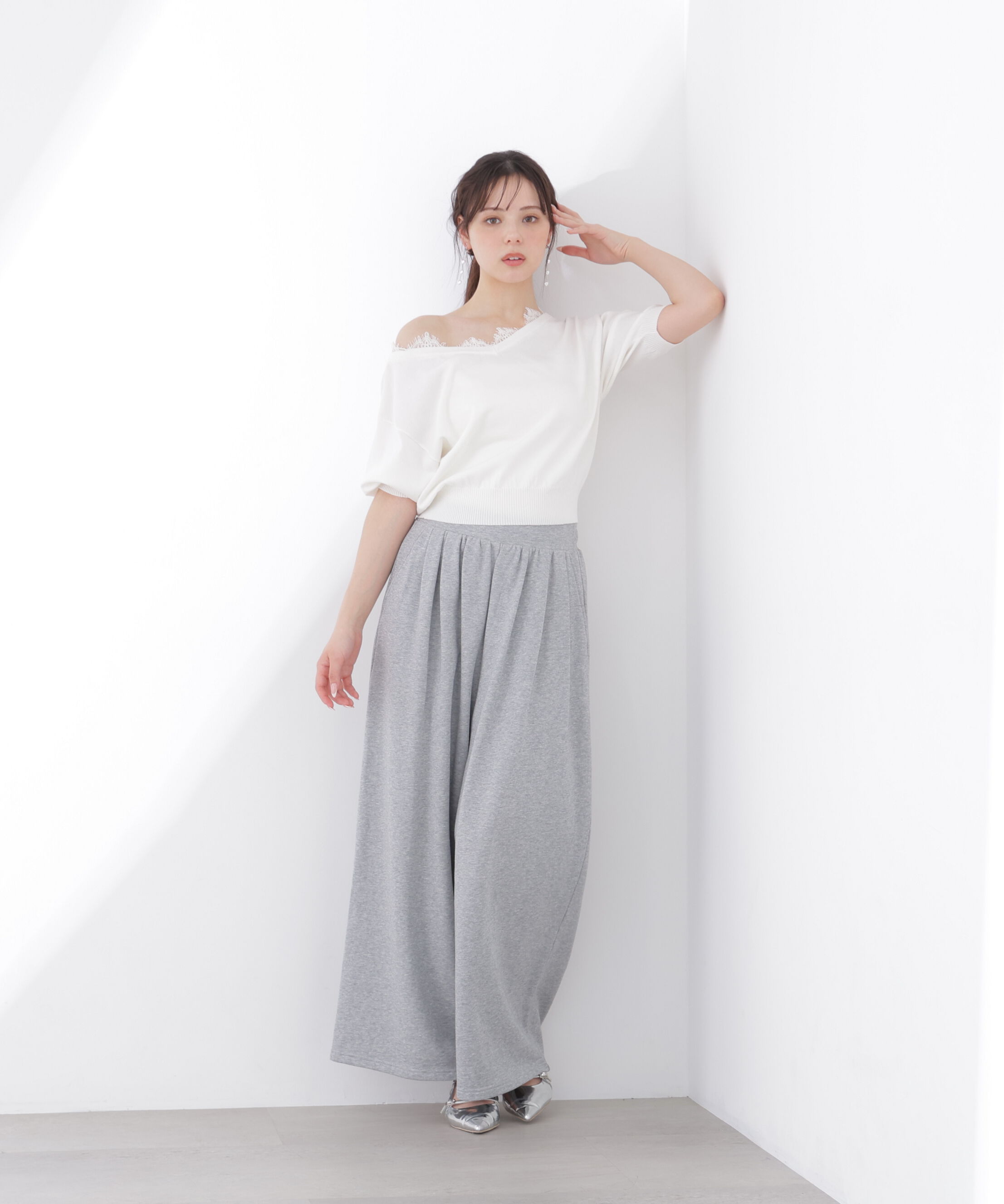PROPORTION BODY DRESSING「レース付き短丈ニット 26SS」|ニット・セーター|