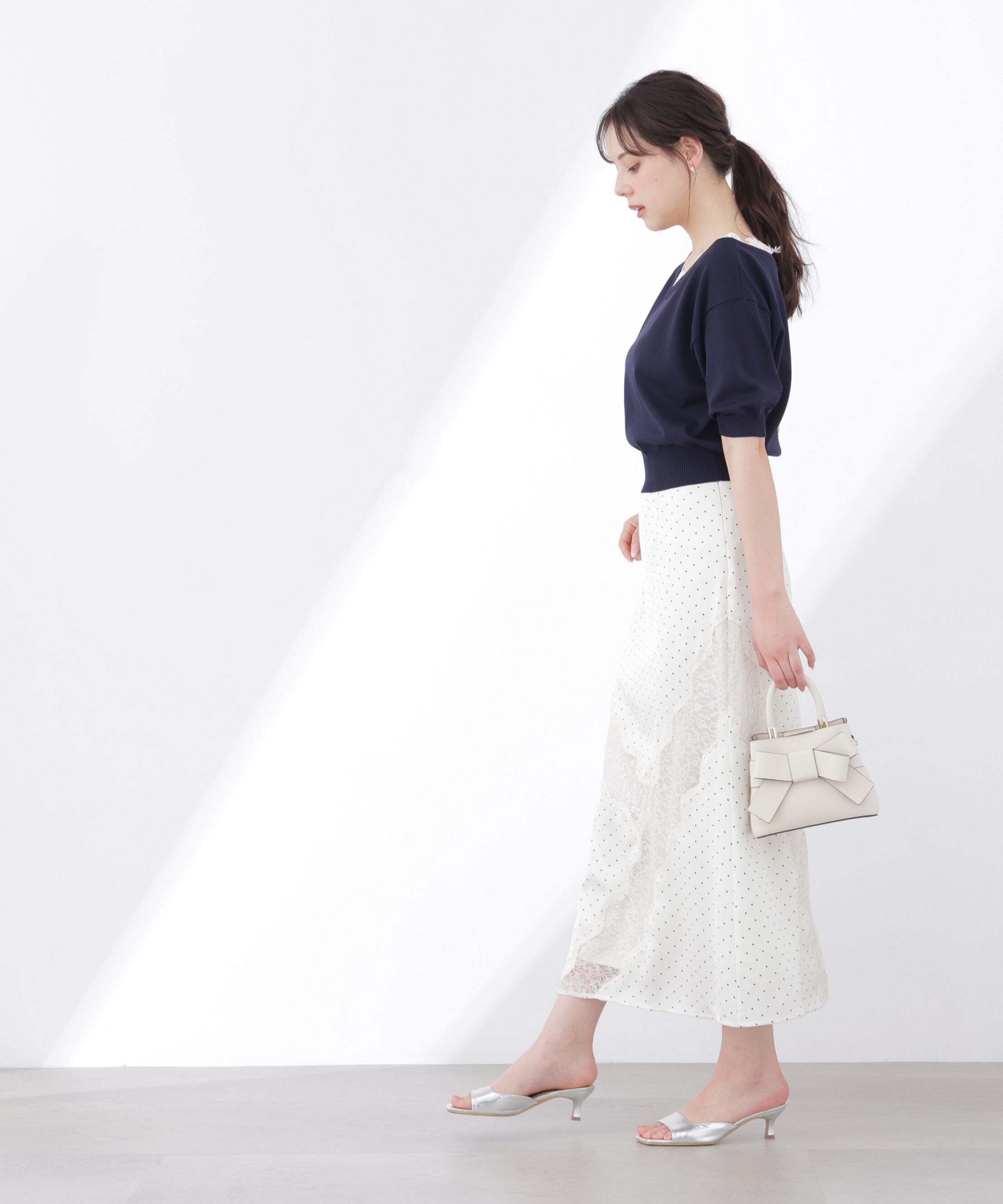 PROPORTION BODY DRESSING「レース付き短丈ニット 26SS」|ニット・セーター|