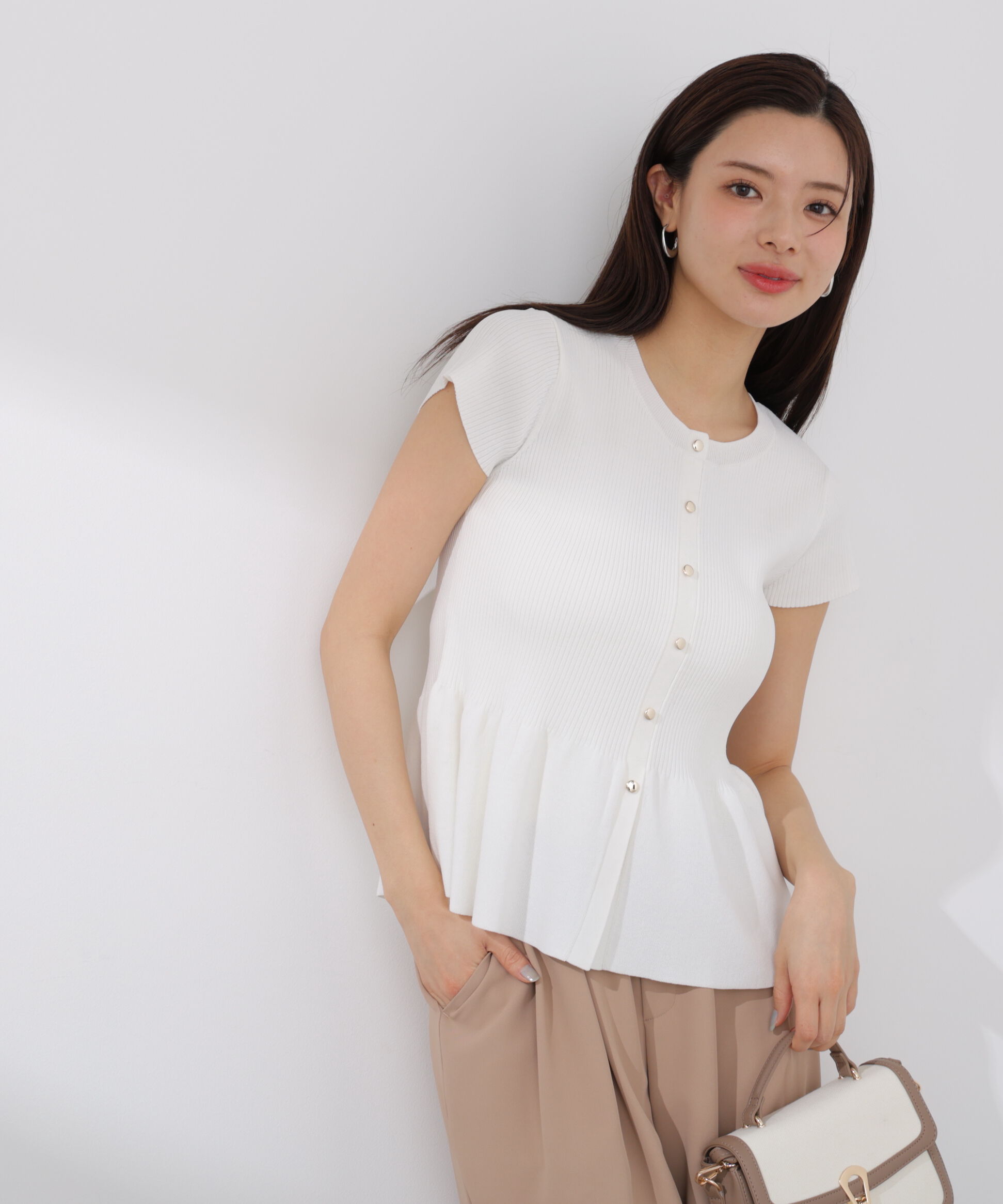 PROPORTION BODY DRESSING「ショート丈リブペプラムニット 26SS」|ニット・セーター|