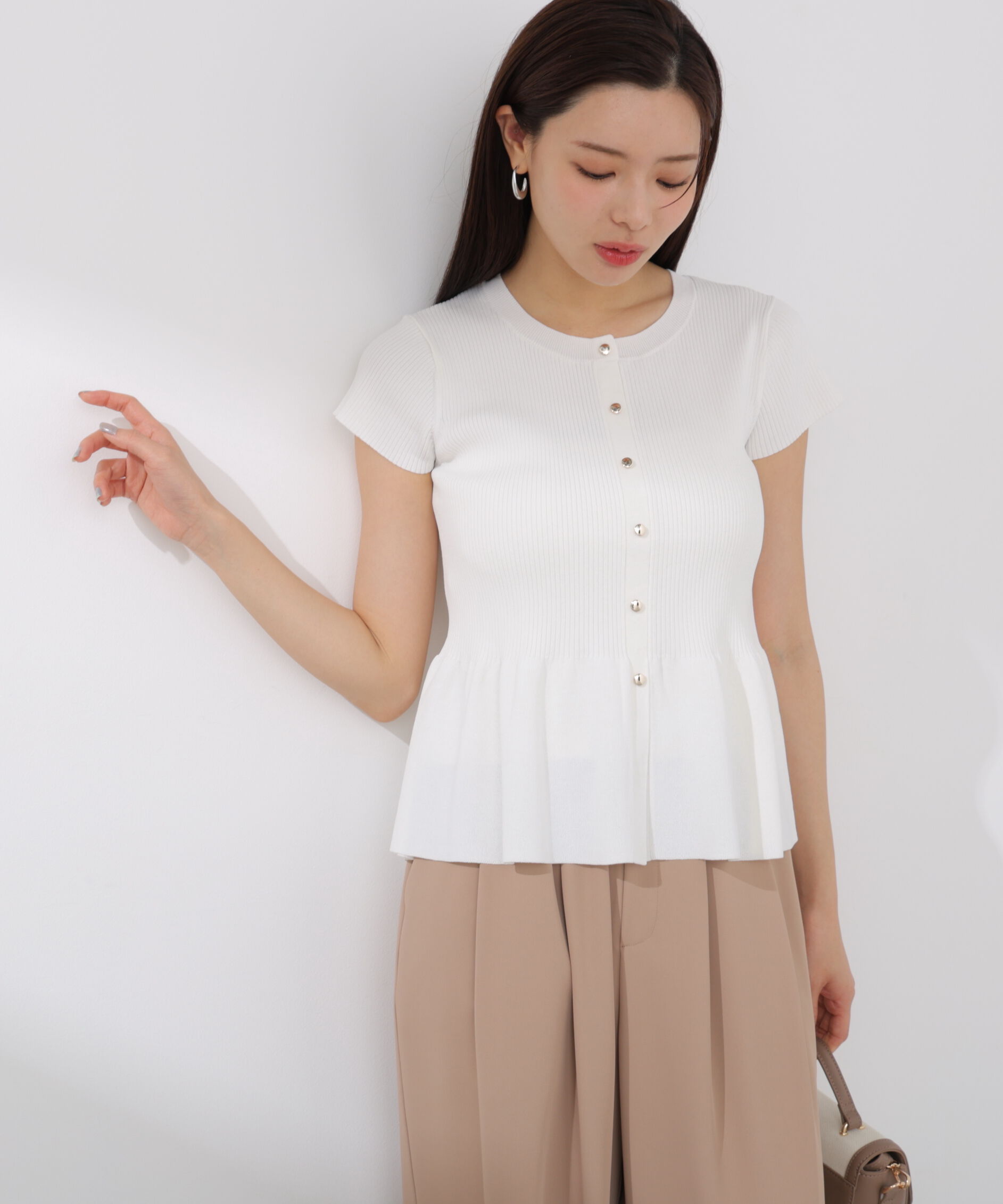 PROPORTION BODY DRESSING「ショート丈リブペプラムニット 26SS」|ニット・セーター|