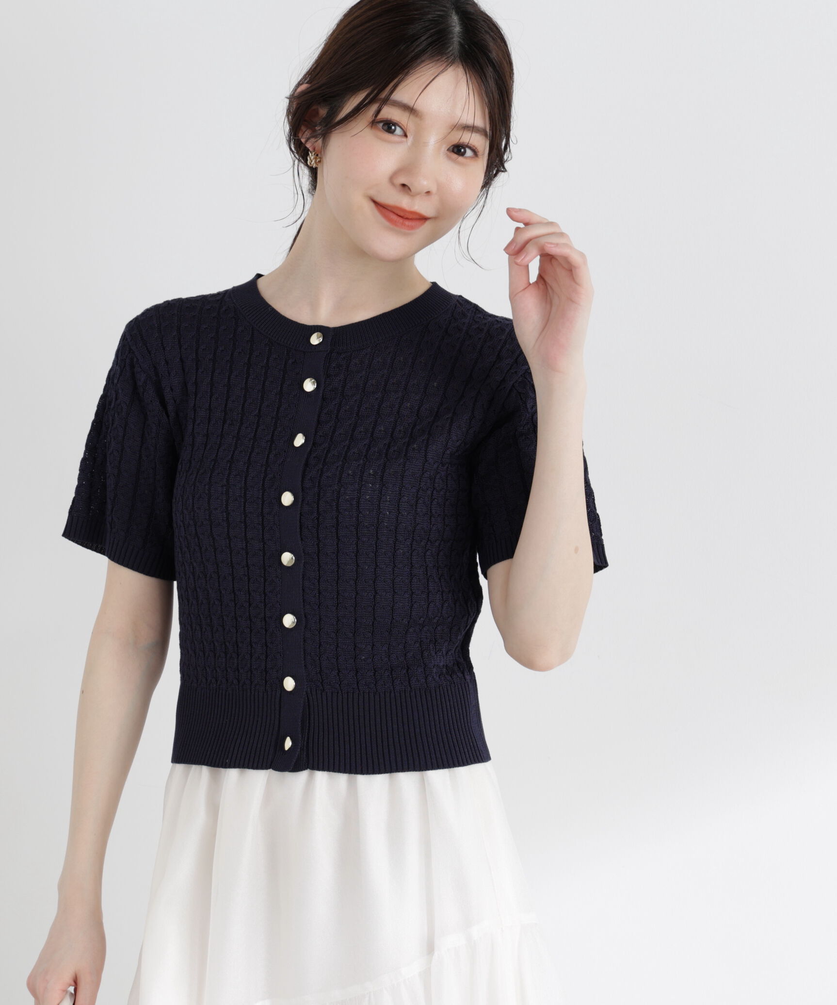 PROPORTION BODY DRESSING「〈a/mie〉シルク混サマーケーブルニット」|ニット・セーター|