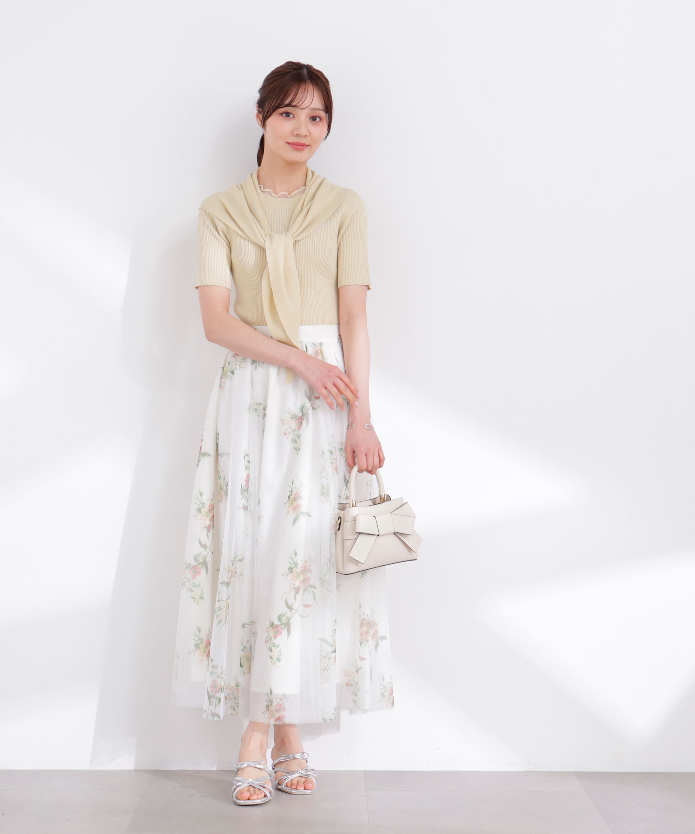 PROPORTION BODY DRESSING「花柄チュールスカート 26SS」|スカート|エクリュ&times;ピン