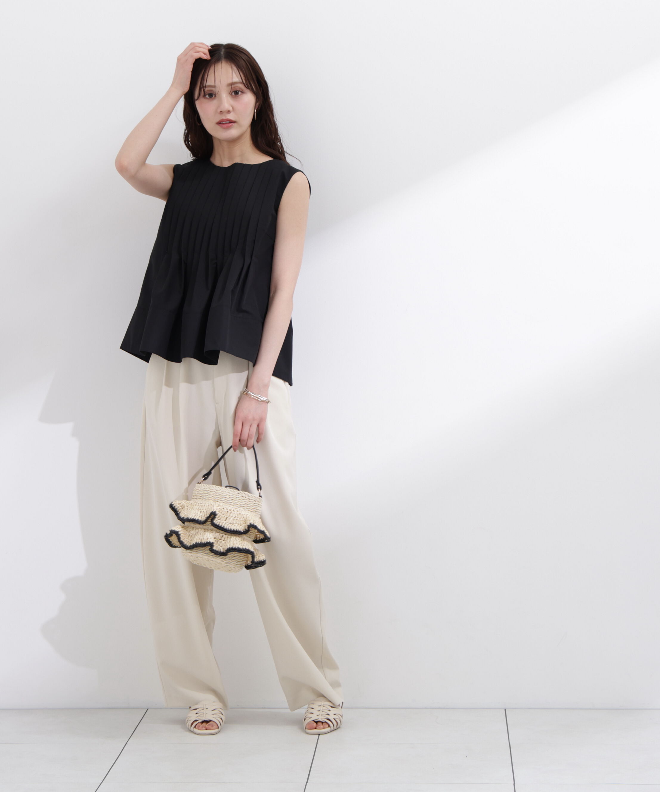 PROPORTION BODY DRESSING「〈a/mie〉ピンタックフレアーブラウス26SS」|シャツ・ブラウス|
