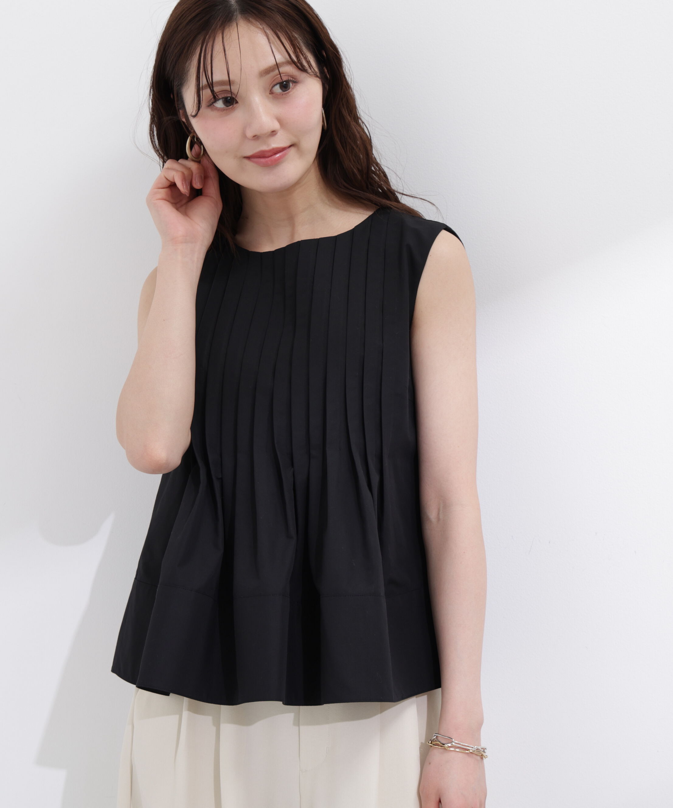 PROPORTION BODY DRESSING「〈a/mie〉ピンタックフレアーブラウス26SS」|シャツ・ブラウス|