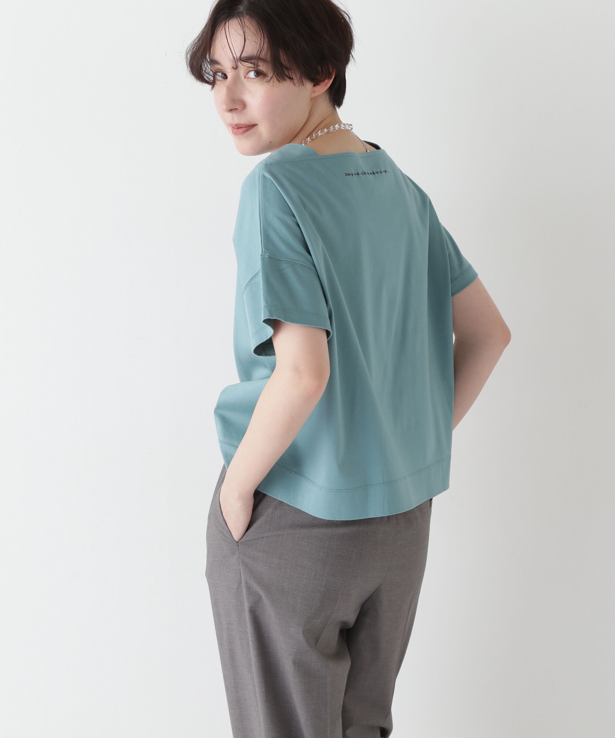  「◆≪汗ジミ軽減≫ 機能素材バック刺繍ロゴプルオーバー」|Tシャツ・カットソー|グリーン