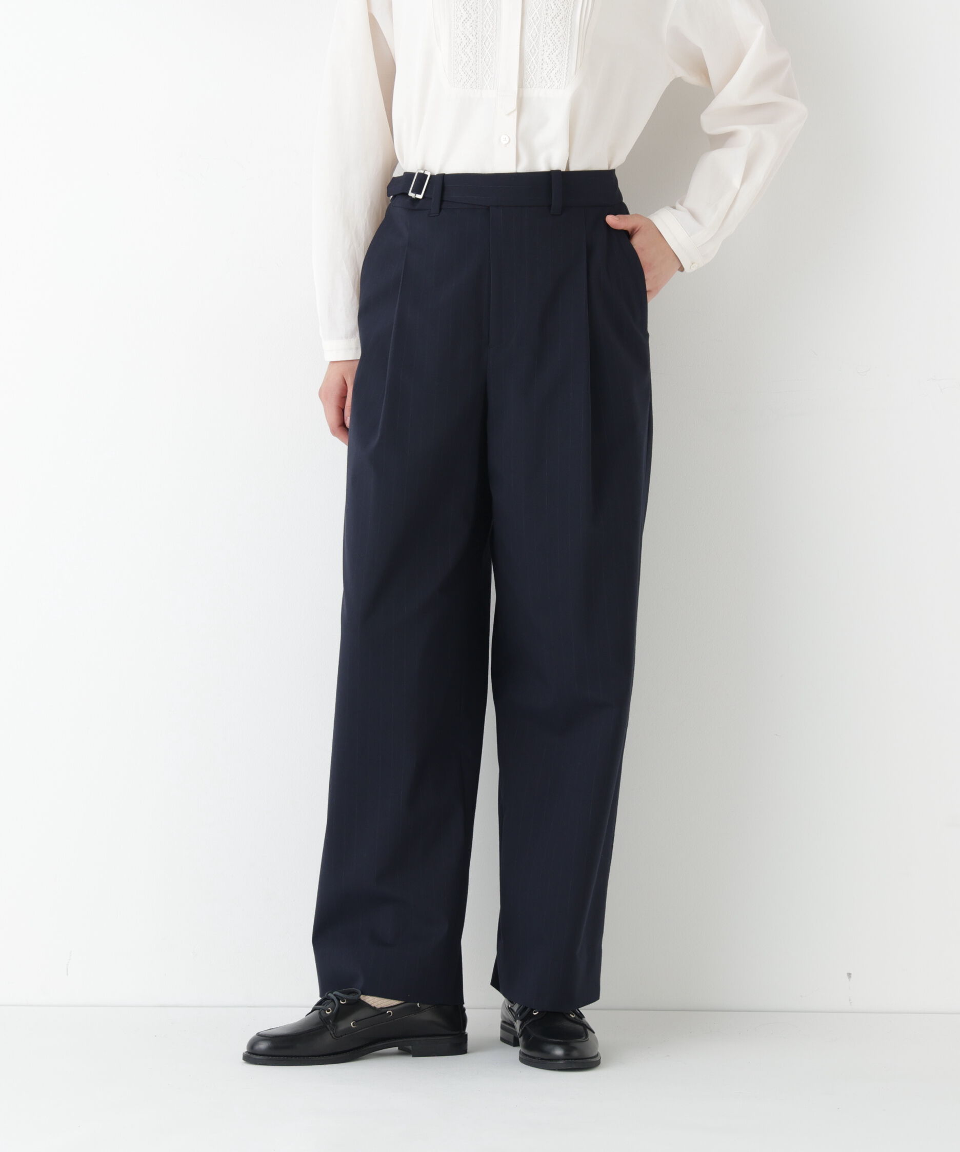  「◆ＴＲチェックタックワイドテーパードパンツ」|その他|ネイビースト 3