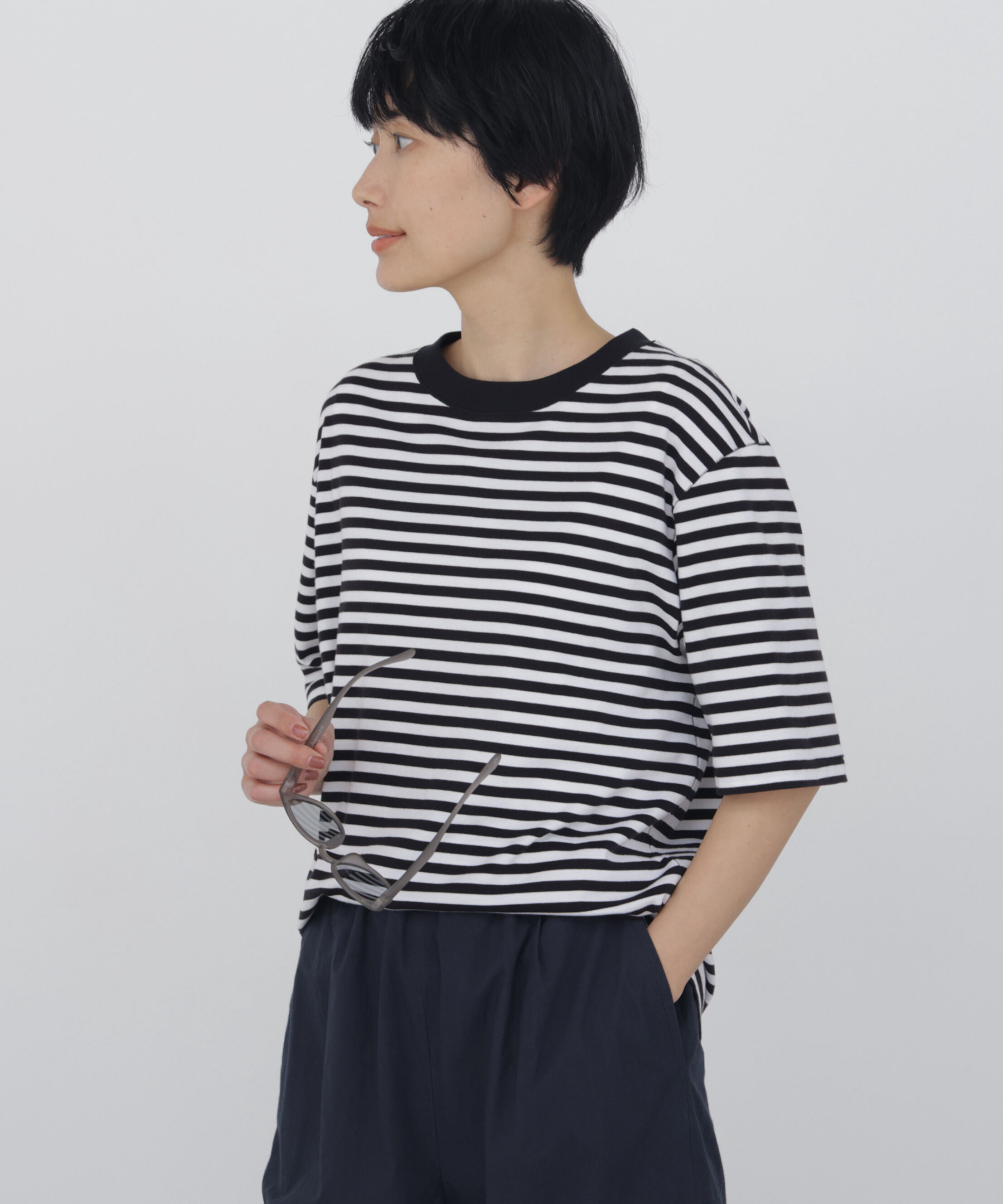 「◆ゼロロックボーダーＴシャツ」|Tシャツ・カットソー|ホワイトxブラ3